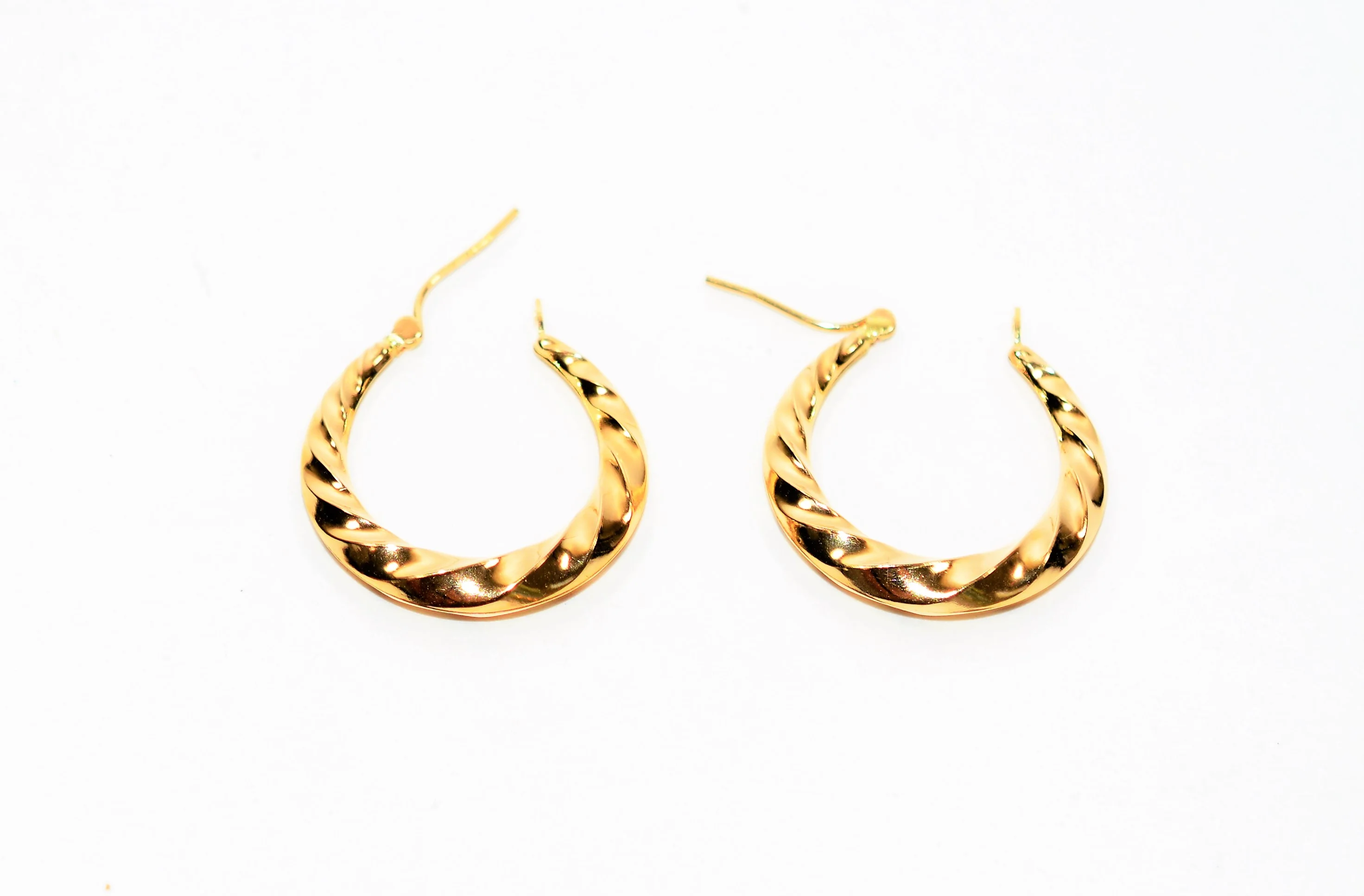14K Solid Gold 23.50mm Hoop Earrings Gold Hoops Gold Earrings Door Knocker Hoops Statement Vintage Earrings Estate Earrings Vintage Jewelry Jewellery - Image 4