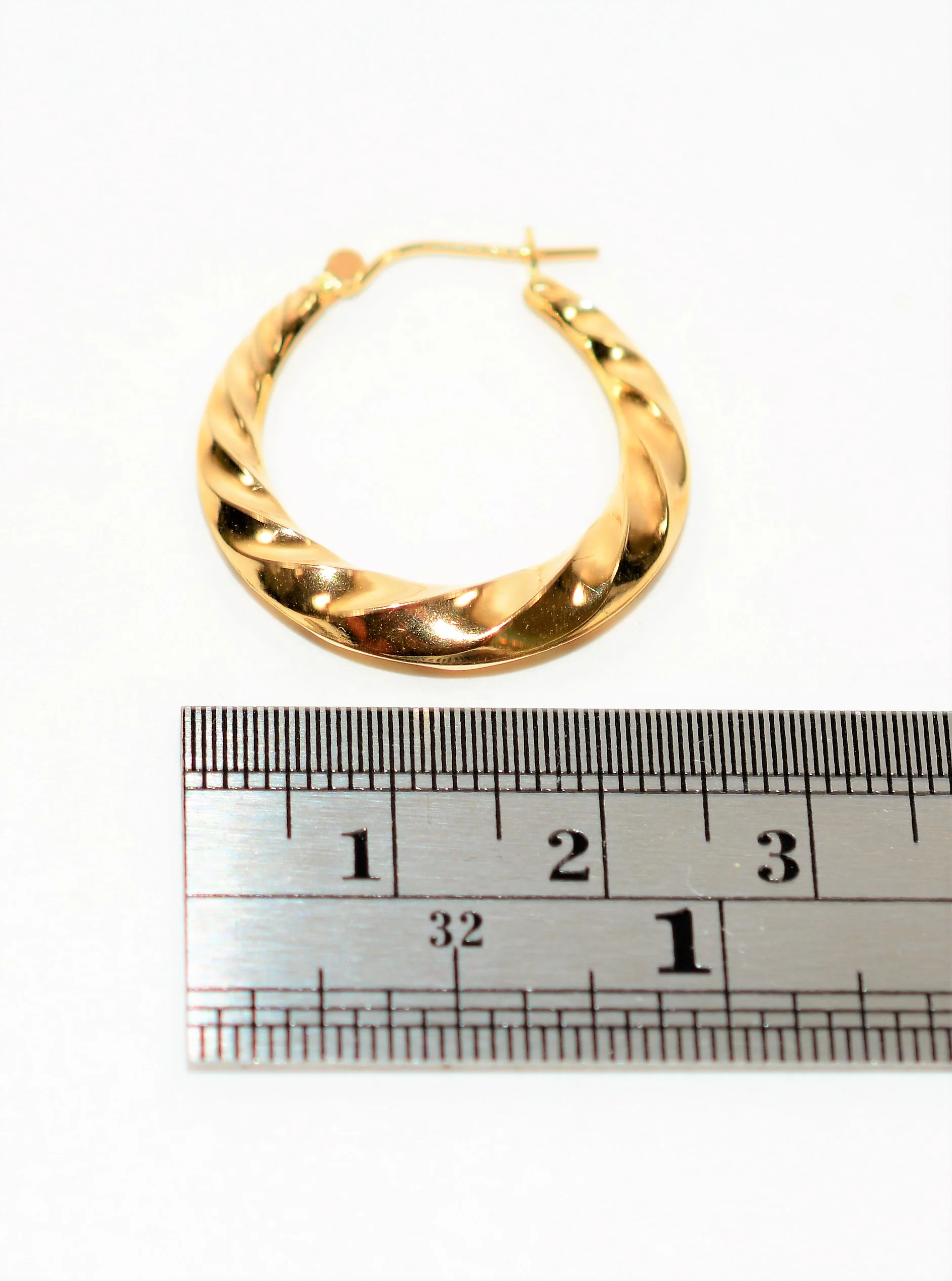 14K Solid Gold 23.50mm Hoop Earrings Gold Hoops Gold Earrings Door Knocker Hoops Statement Vintage Earrings Estate Earrings Vintage Jewelry Jewellery - Image 7