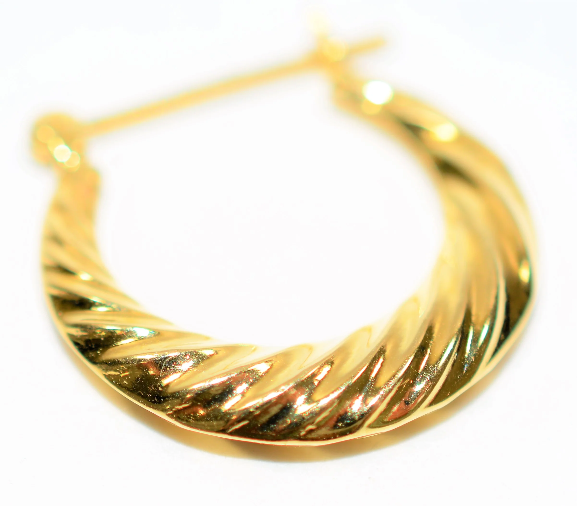 14K Solid Gold 20mm Hoop Earrings Gold Earrings Gold Hoops Vintage Earrings Estate Earrings Estate Jewelry Vintage Jewellery Fine Jewelry - Image 3