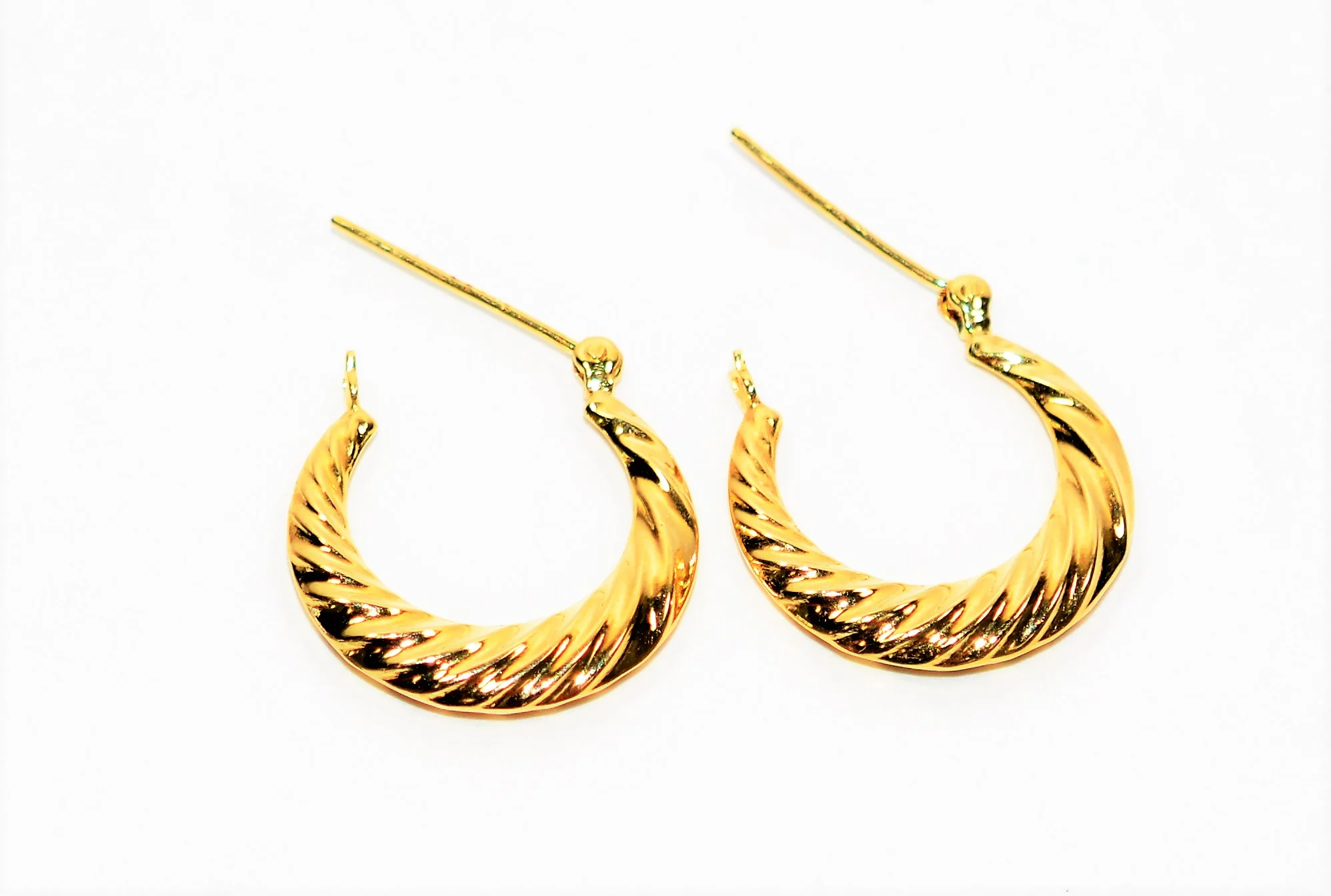 14K Solid Gold 20mm Hoop Earrings Gold Earrings Gold Hoops Vintage Earrings Estate Earrings Estate Jewelry Vintage Jewellery Fine Jewelry - Image 5