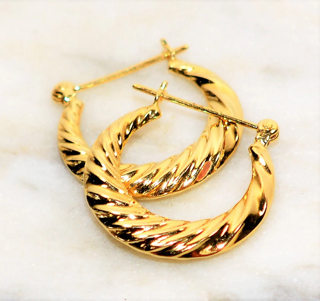 14K Solid Gold 20mm Hoop Earrings Gold Earrings Gold Hoops Vintage Earrings Estate Earrings Estate Jewelry Vintage Jewellery Fine Jewelry - Image 7