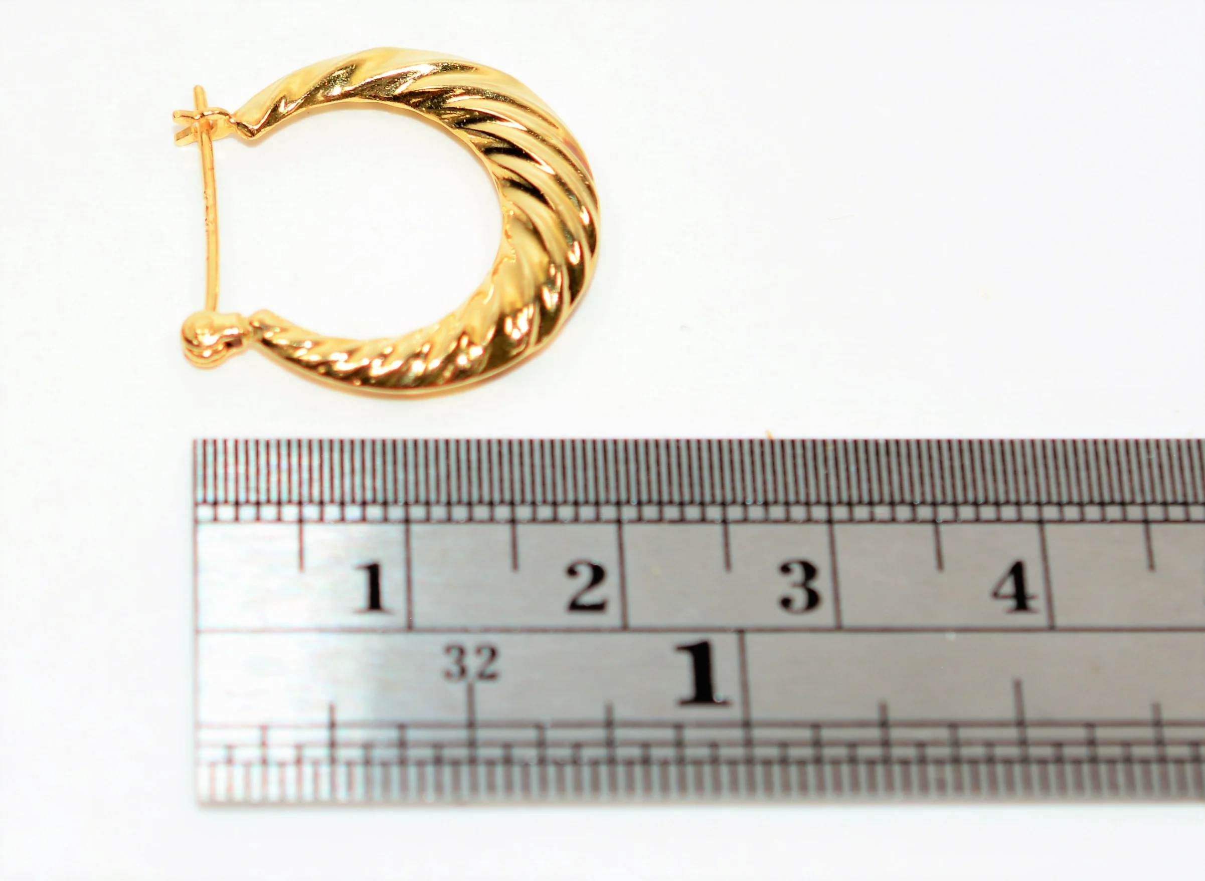 14K Solid Gold 20mm Hoop Earrings Gold Earrings Gold Hoops Vintage Earrings Estate Earrings Estate Jewelry Vintage Jewellery Fine Jewelry - Image 8