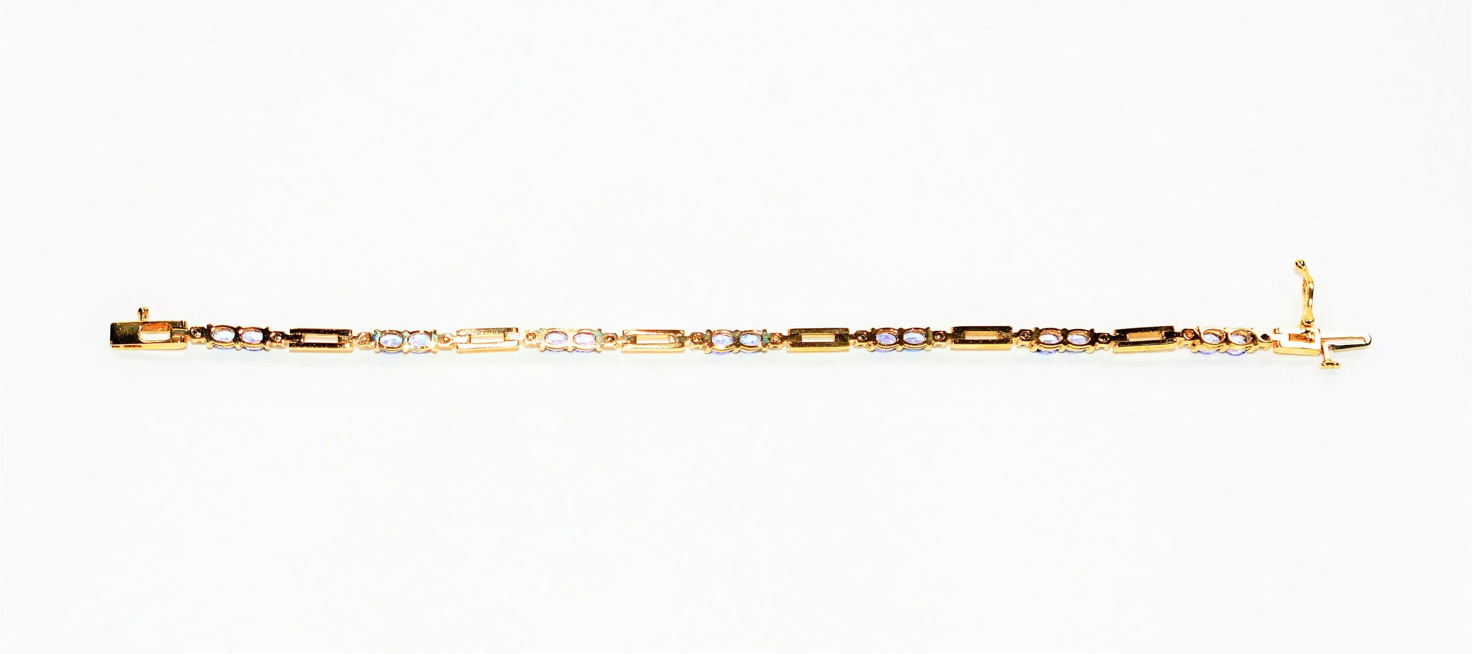 Natural Tanzanite & Diamond Bracelet 14K Solid Gold 2.94tcw Tennis Bracelet Gemstone Bracelet Purple Bracelet Estate Jewelry Womens Bracelet - Image 4