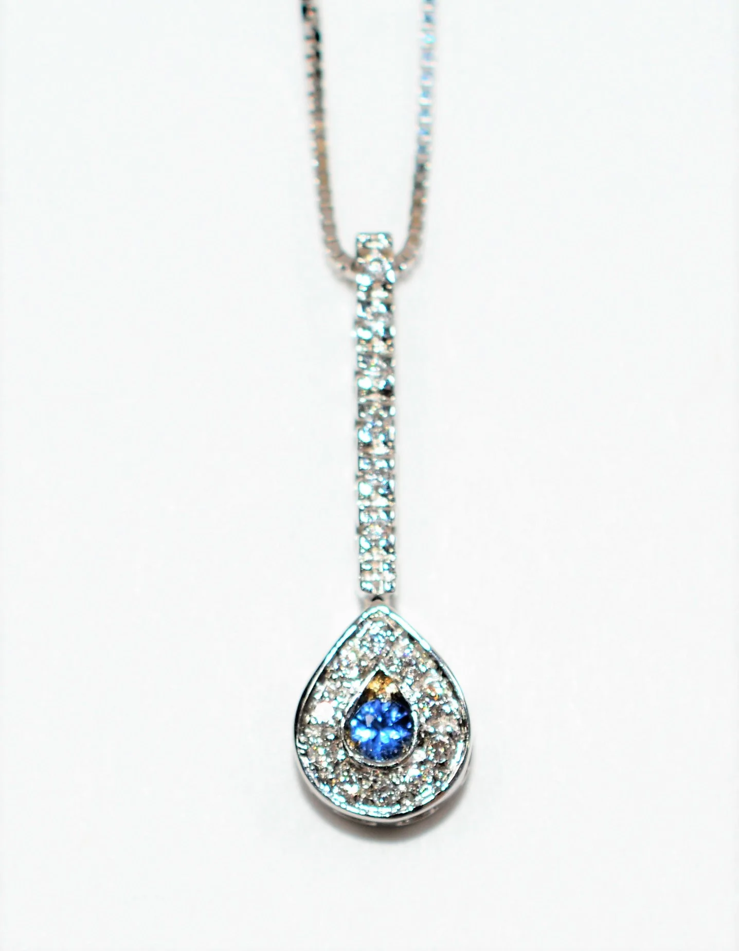 Natural Ceylon Sapphire & Diamond Necklace 18K Solid White Gold .27tcw Sapphire Pendant Ceylon Necklace Birthstone Necklace Women's Necklace - Image 3