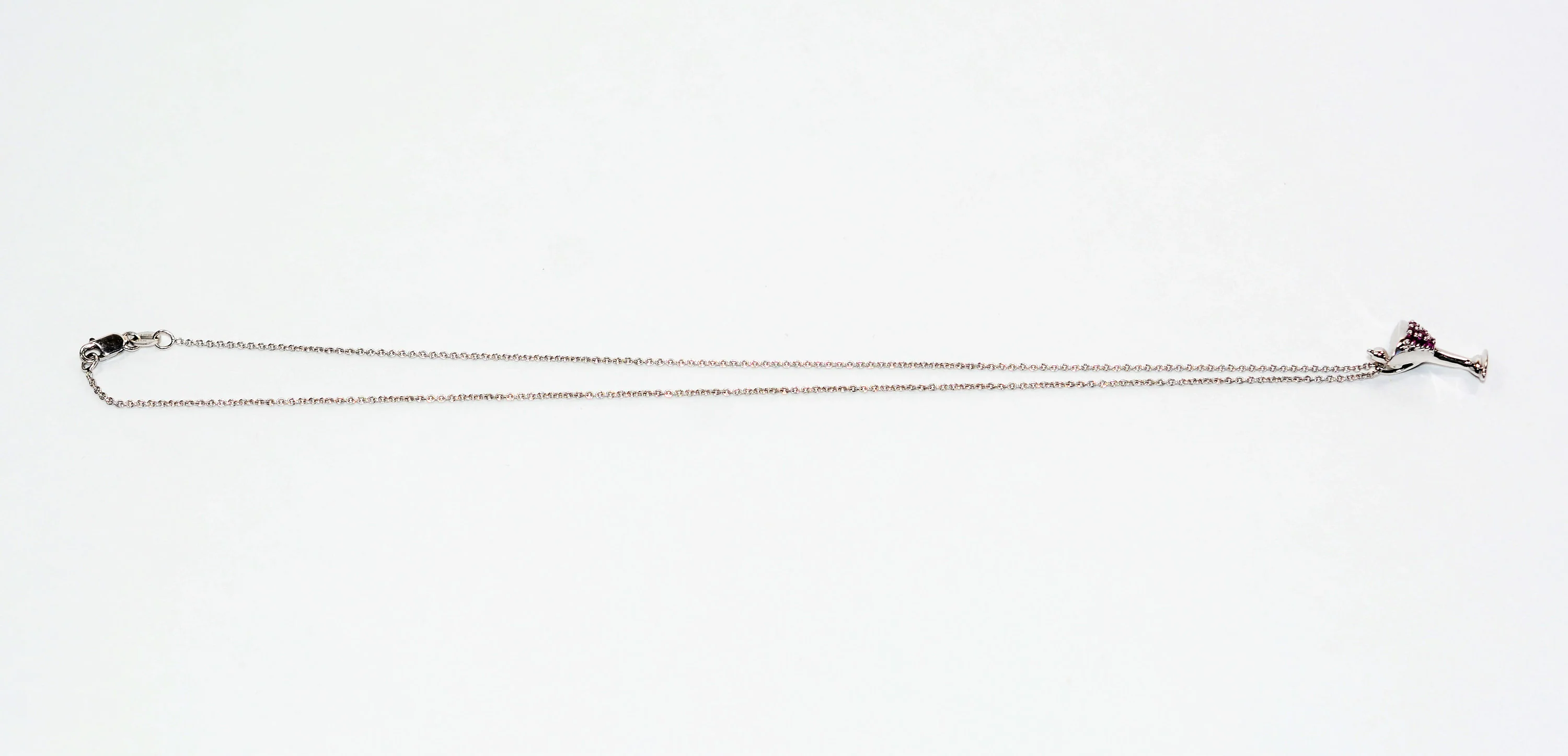 Natural Ruby Necklace 14K Solid White Gold .12tcw Gemstone Pendant Martini Necklace Cocktail Necklace Drink Pendant Fine Birthstone Necklace - Image 3