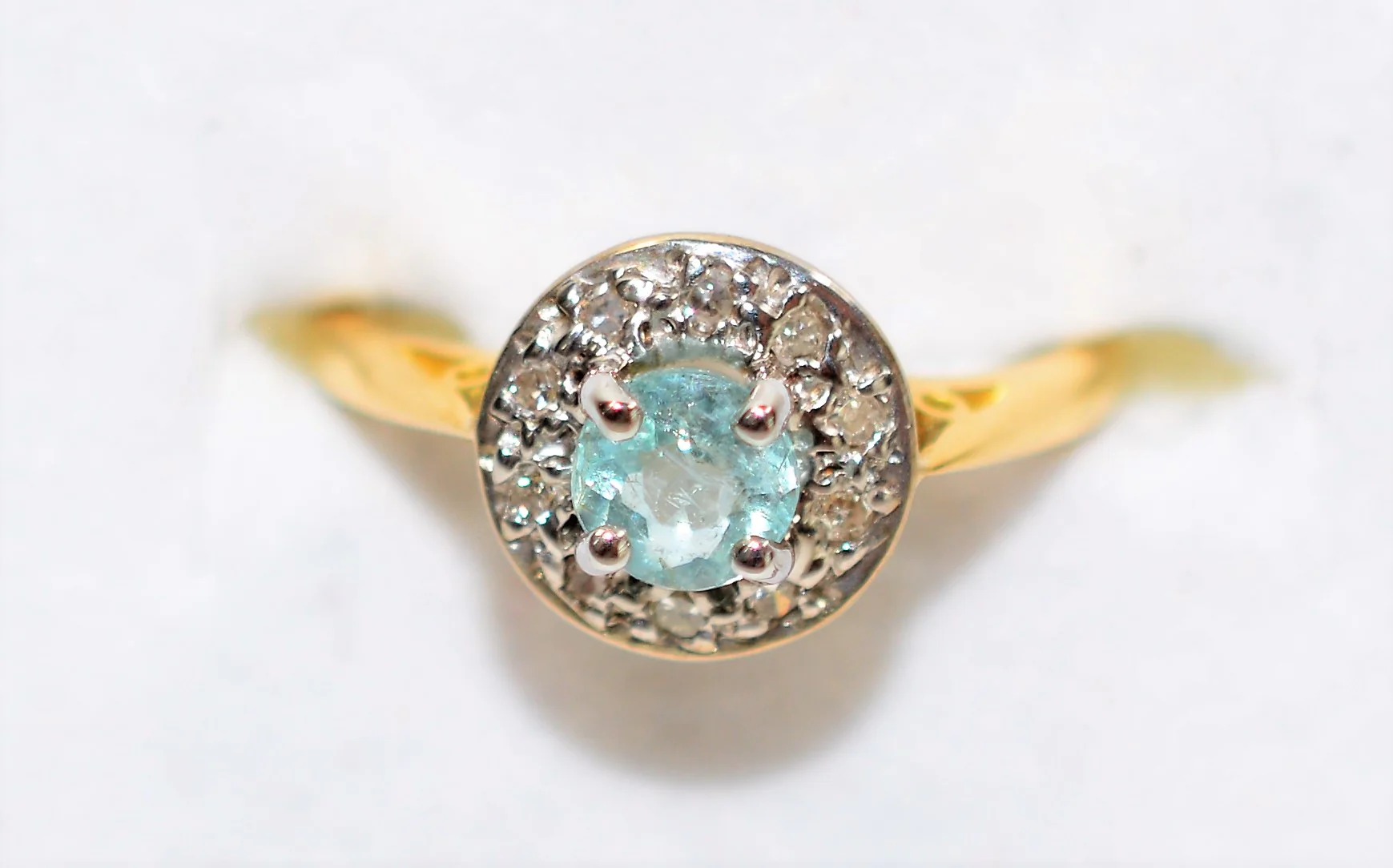 Natural Paraiba Tourmaline & Diamond Ring 18K Solid Gold .60tcw Gemstone Fine Halo Women’s Ring Ladies Ring Engagement Ring Estate Jewelry - Image 5