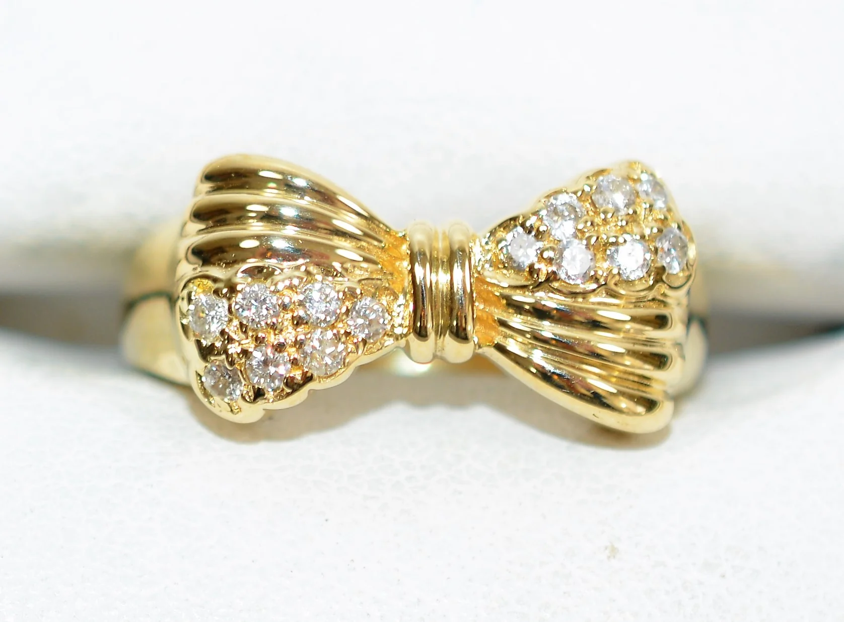 Natural Diamond Ring 14K Solid Gold .21tcw Fashion Ring Bow Ring Ladies Ring Cluster Ring Cocktail Ring Statement Ring Estate Women’s Ring - Image 5