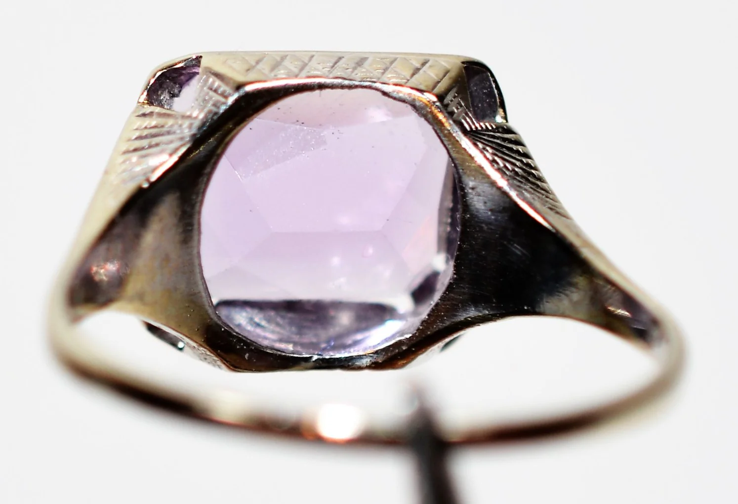 Natural Amethyst Ring 14K Solid White Gold 2.68ct Antique Ring Birthstone Ring Purple Ring Art Deco Ring Solitaire Ring Women’s Ring Estate - Image 7