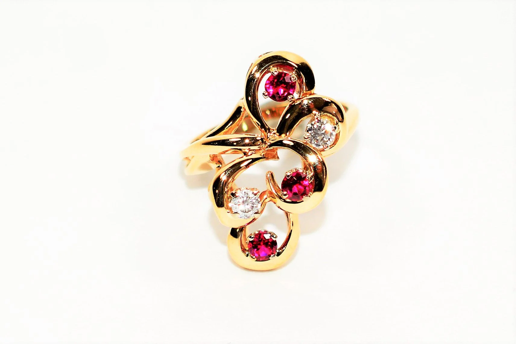 Natural Ruby & Diamond Ring 14K Solid Gold .70tcw Cocktail Ring Cluster Ring Gemstone Ring Ladies Ring Women’s Ring Vintage Jewelry Estate