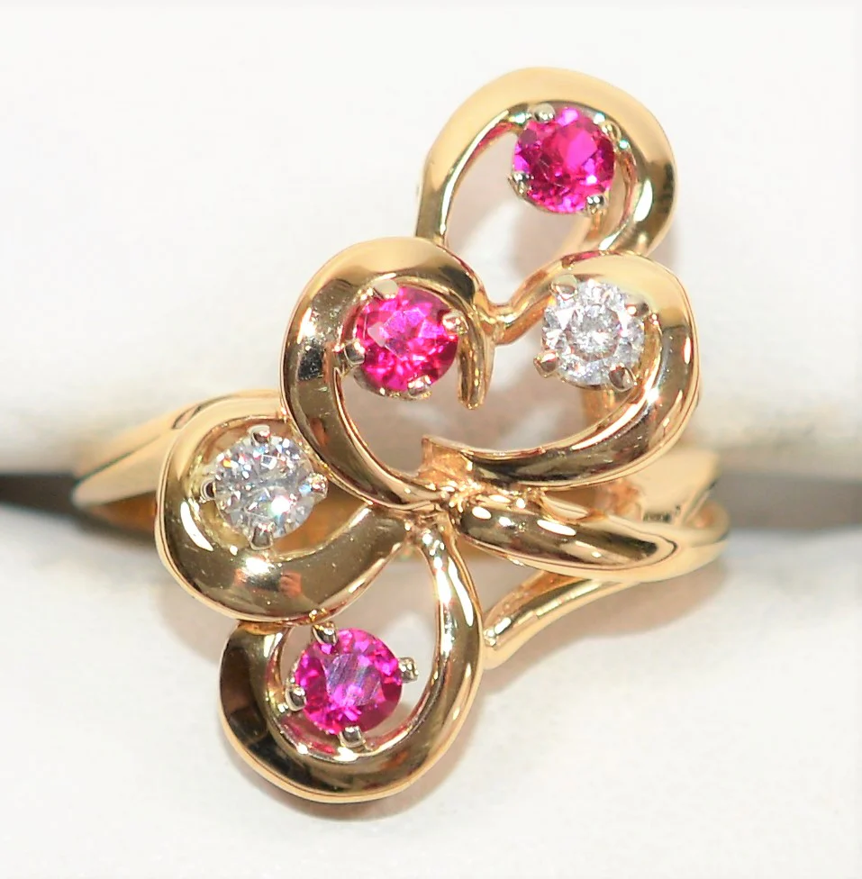 Natural Ruby & Diamond Ring 14K Solid Gold .70tcw Cocktail Ring Cluster Ring Gemstone Ring Ladies Ring Women’s Ring Vintage Jewelry Estate - Image 5