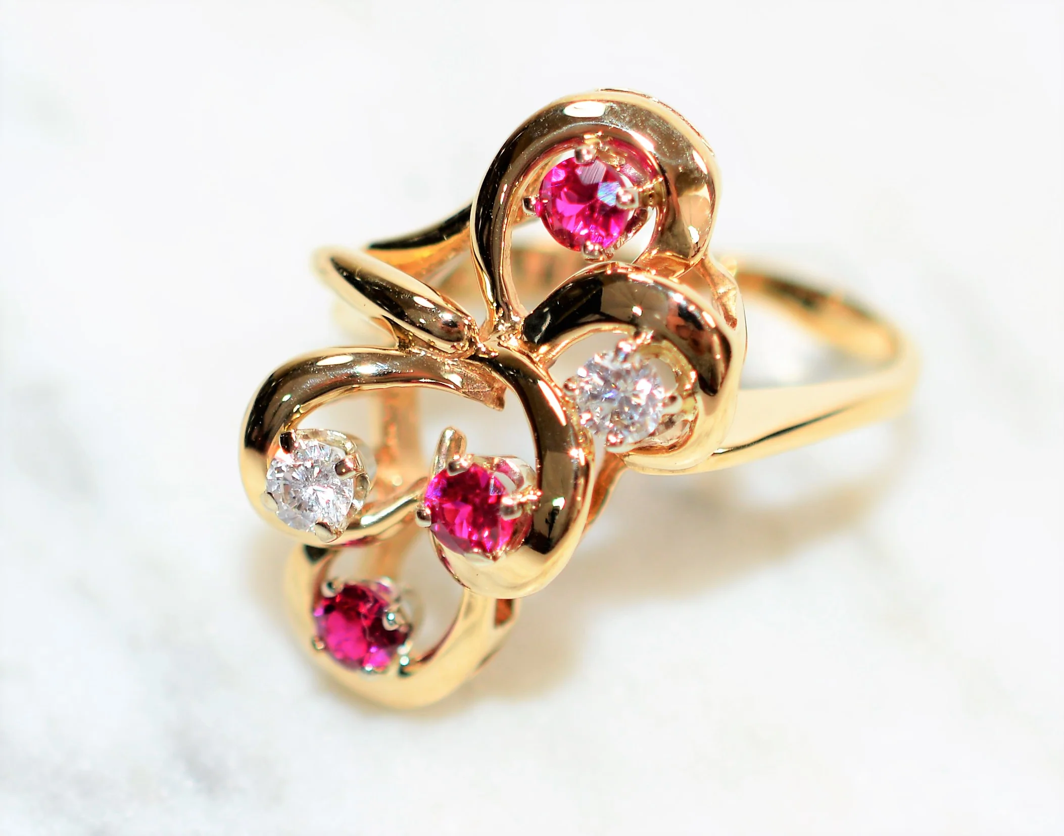 Natural Ruby & Diamond Ring 14K Solid Gold .70tcw Cocktail Ring Cluster Ring Gemstone Ring Ladies Ring Women’s Ring Vintage Jewelry Estate - Image 8