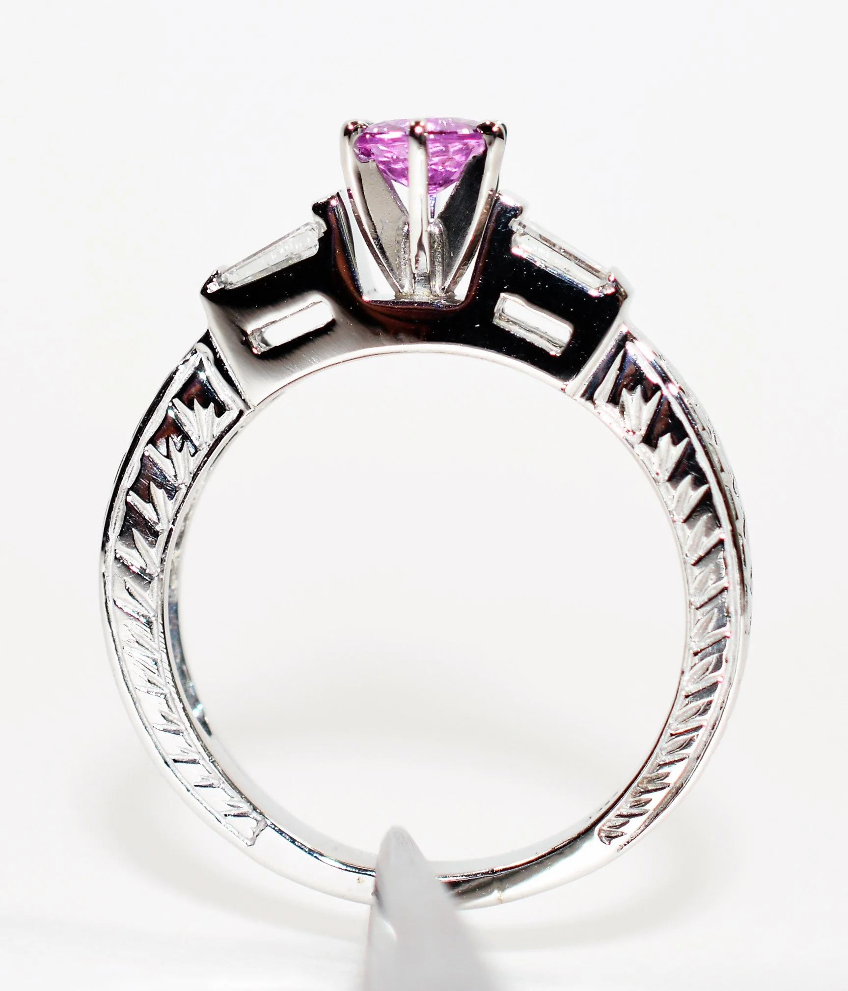 Natural Padparadscha Sapphire & Diamond Ring 14K Solid White Gold 1.30tcw Engagement Ring Pink Ring Gemstone Ring Statement Ring Birthstone - Image 3
