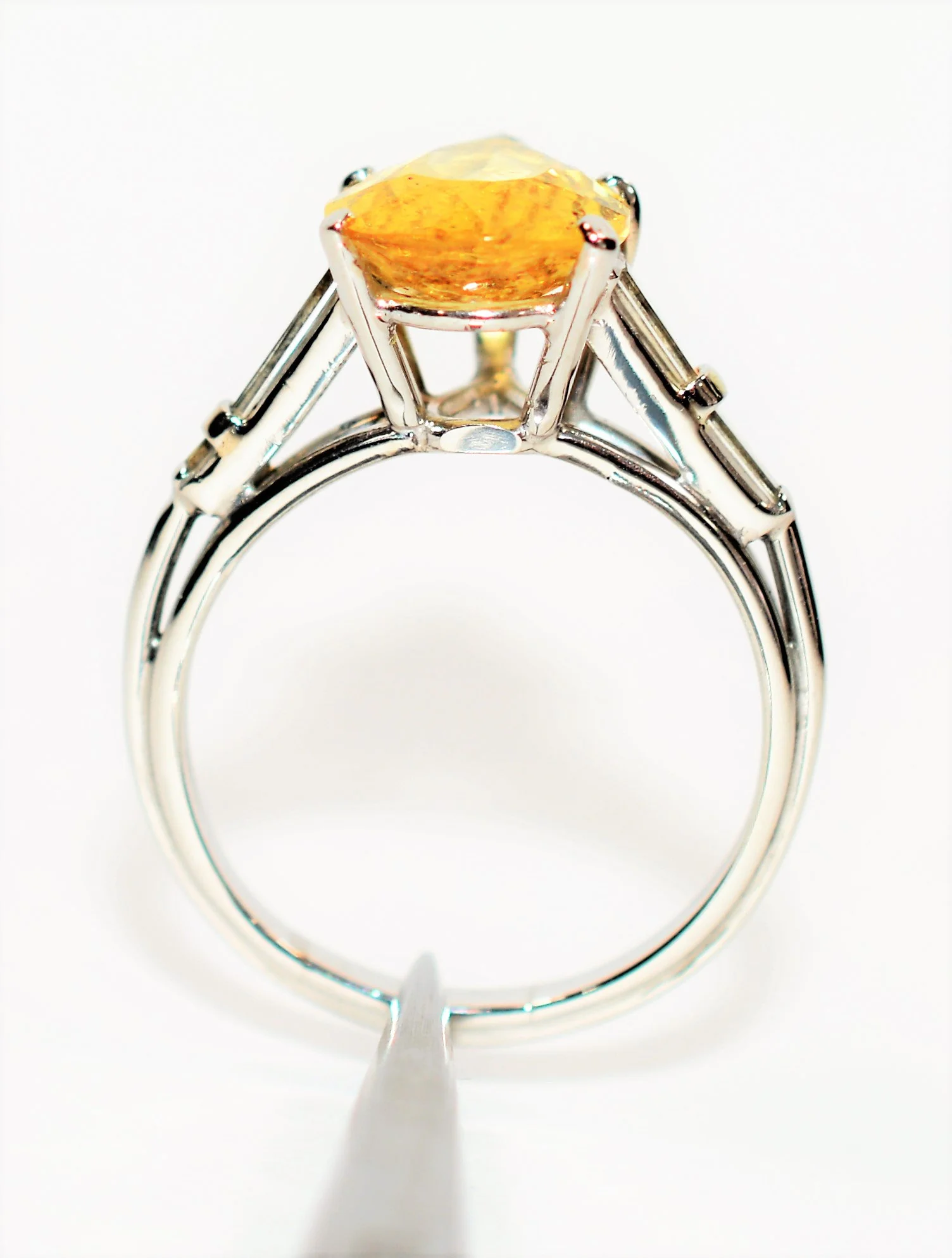 Natural Golden Beryl & Diamond Ring Solid Platinum 4.94tcw Engagement Ring Cocktail Ring Statement Ring Yellow Beryl Ring Yellow Ring Estate - Image 3