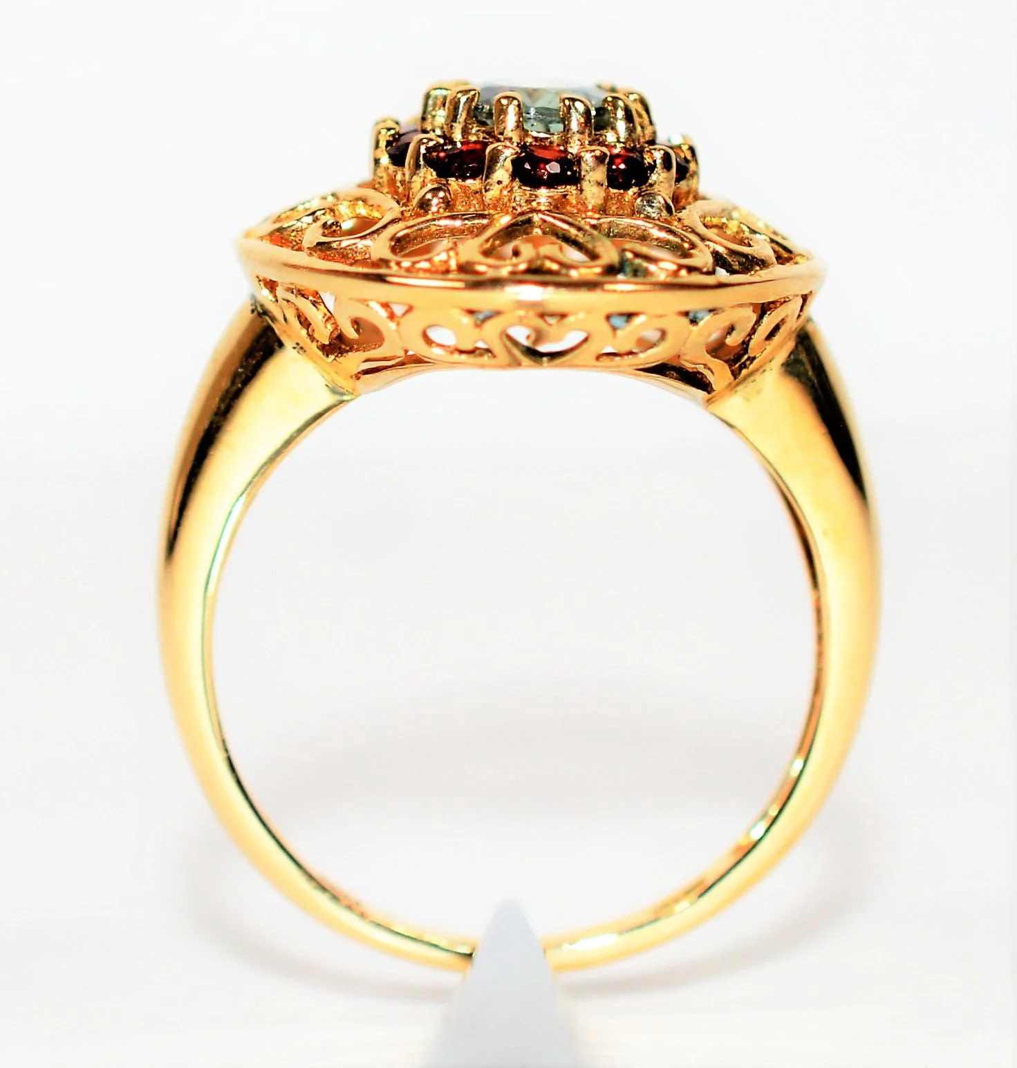 Natural Paraiba Tourmaline & Garnet Ring 10K Solid Gold 1.42tcw Gemstone Ring Women's Ring Ballerina Ring Vintage Jewelry Fine Jewellery - Image 3
