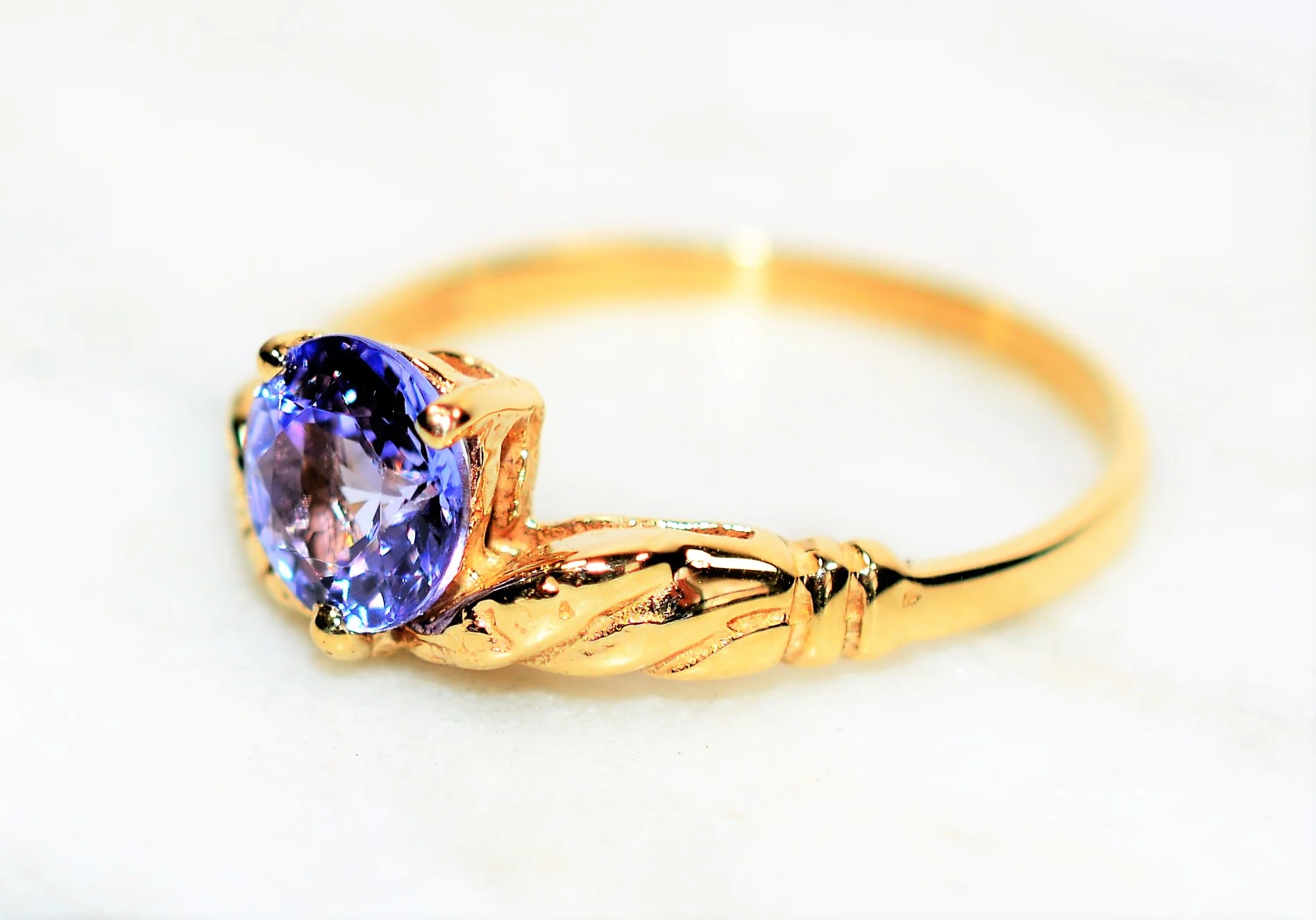 Natural Tanzanite Ring 14K Solid Gold 1.05ct Solitaire Ring Vintage Ring Estate Jewelry Ladies Ring Women's Ring Jewellery Gemstone Ring - Image 8