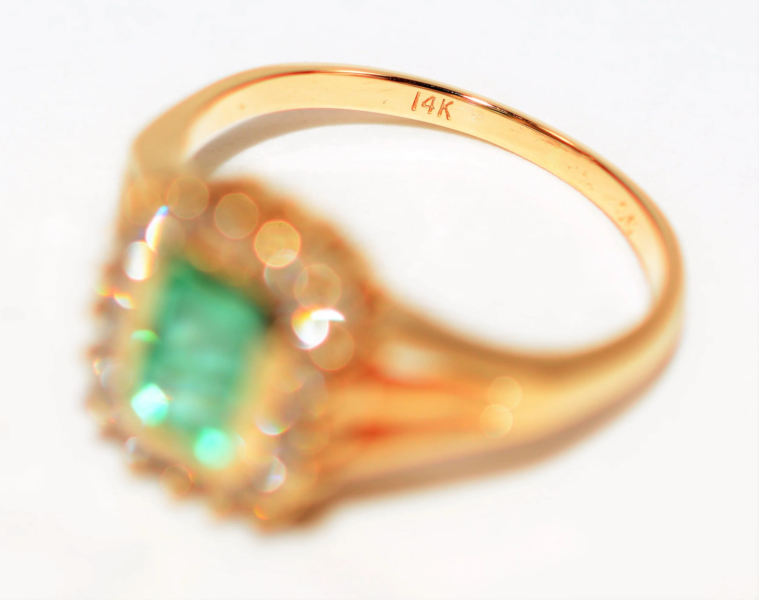 Natural Colombian Emerald & Diamond Ring 14K Solid Gold .82tcw Halo Ring Gemstone Ring May Birthstone Ring Emerald Ring Women's Ring Estate - Image 6