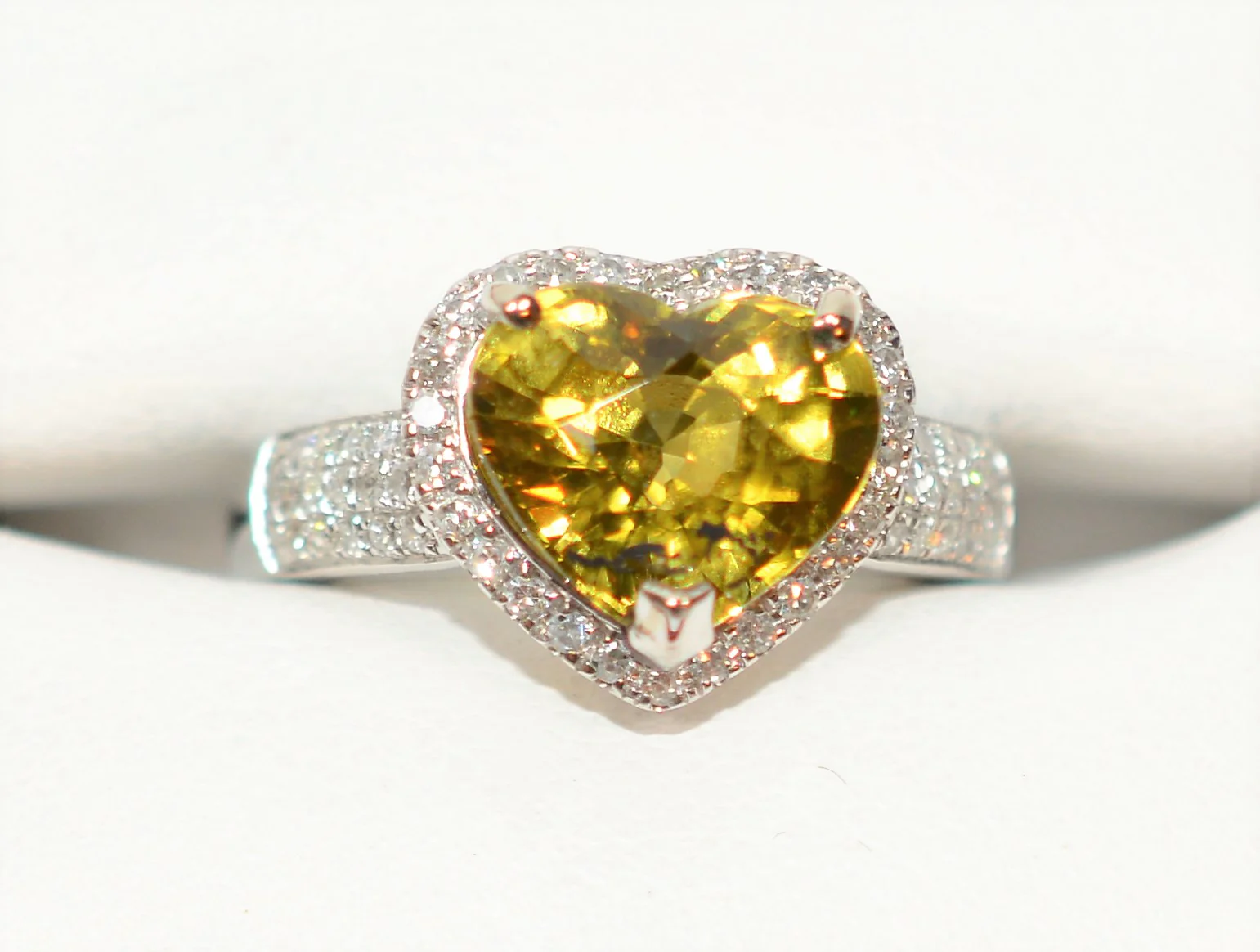 GIA Certified Natural Grossular Andradite Mali Garnet & Diamond Ring 14K Solid White Gold 3.84tcw Heart Ring Garnet Ring Cocktail Ring Anniversary Ring - Image 6