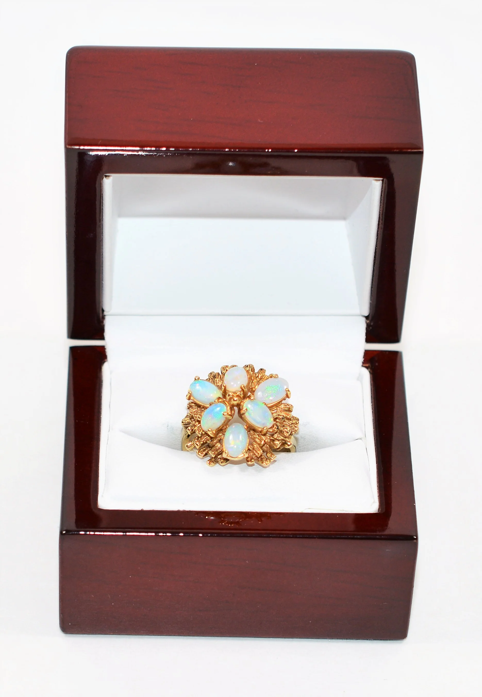 Natural Ethiopian Opal Ring 14K Solid Gold Welo Opal Ring Precious Opal Ring Cluster Ring Women’s Ring Birthstone Ring Vintage Ring - Image 12