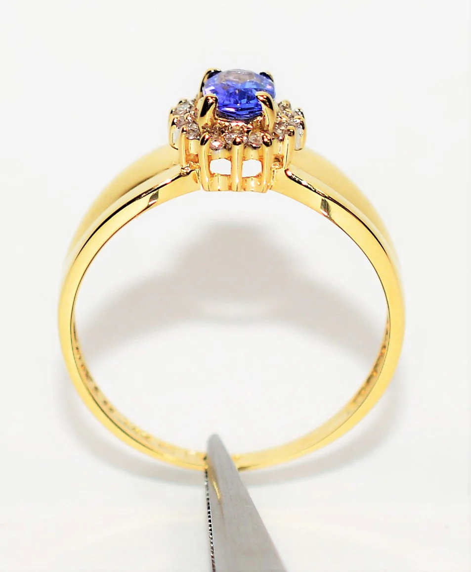 Natural Tanzanite & Diamond Ring 14K Solid Gold .55tcw Vintage Ring Statement Ring Gemstone Ring December Birthstone Ring Tanzanite Ring - Image 3