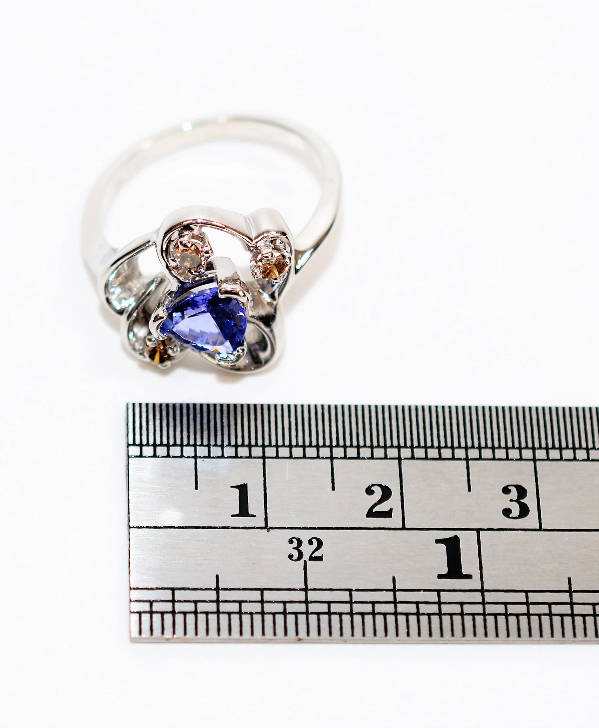 Natural Tanzanite & Chocolate Diamond Ring 14K Solid White Gold 1.12tcw Gemstone Ring December Birthstone Ring Statement Ring Cocktail Ring - Image 11