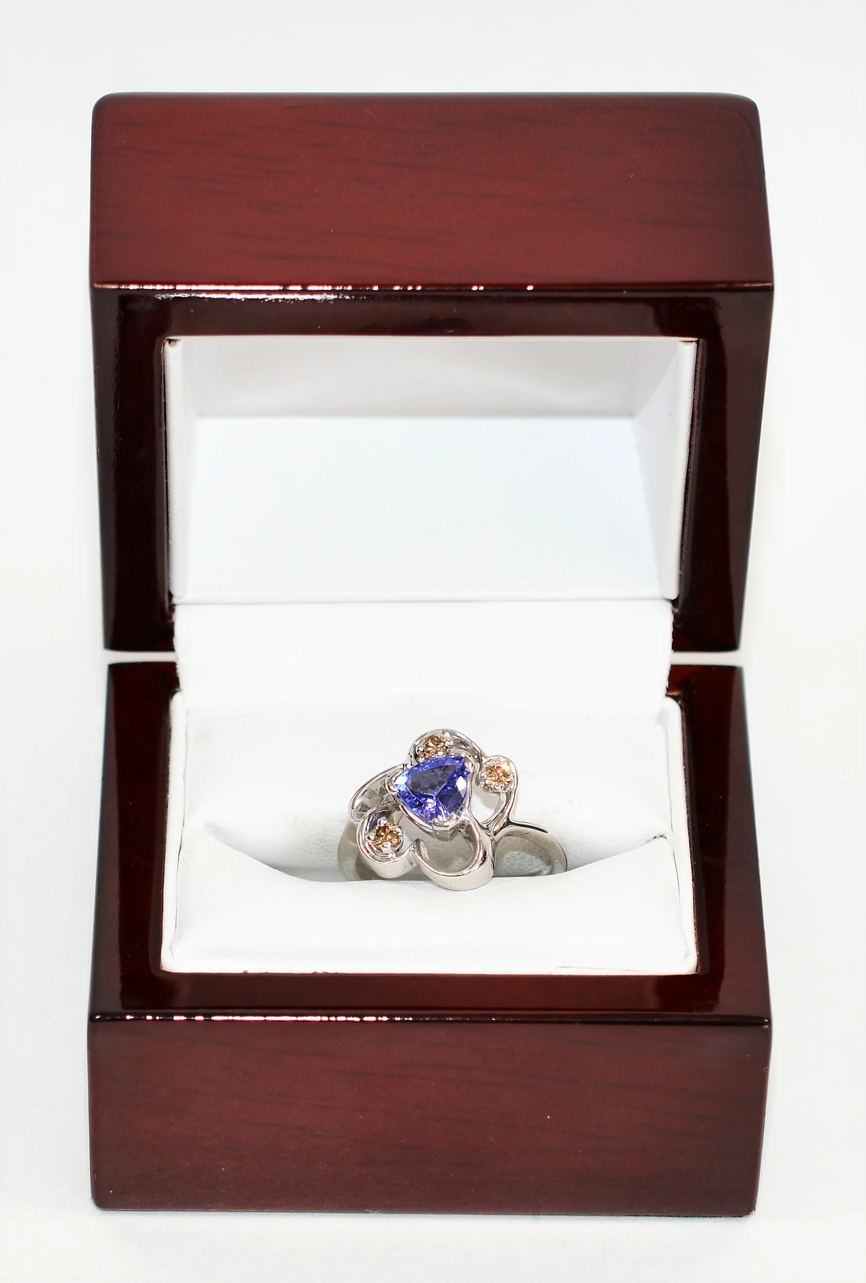 Natural Tanzanite & Chocolate Diamond Ring 14K Solid White Gold 1.12tcw Gemstone Ring December Birthstone Ring Statement Ring Cocktail Ring - Image 12