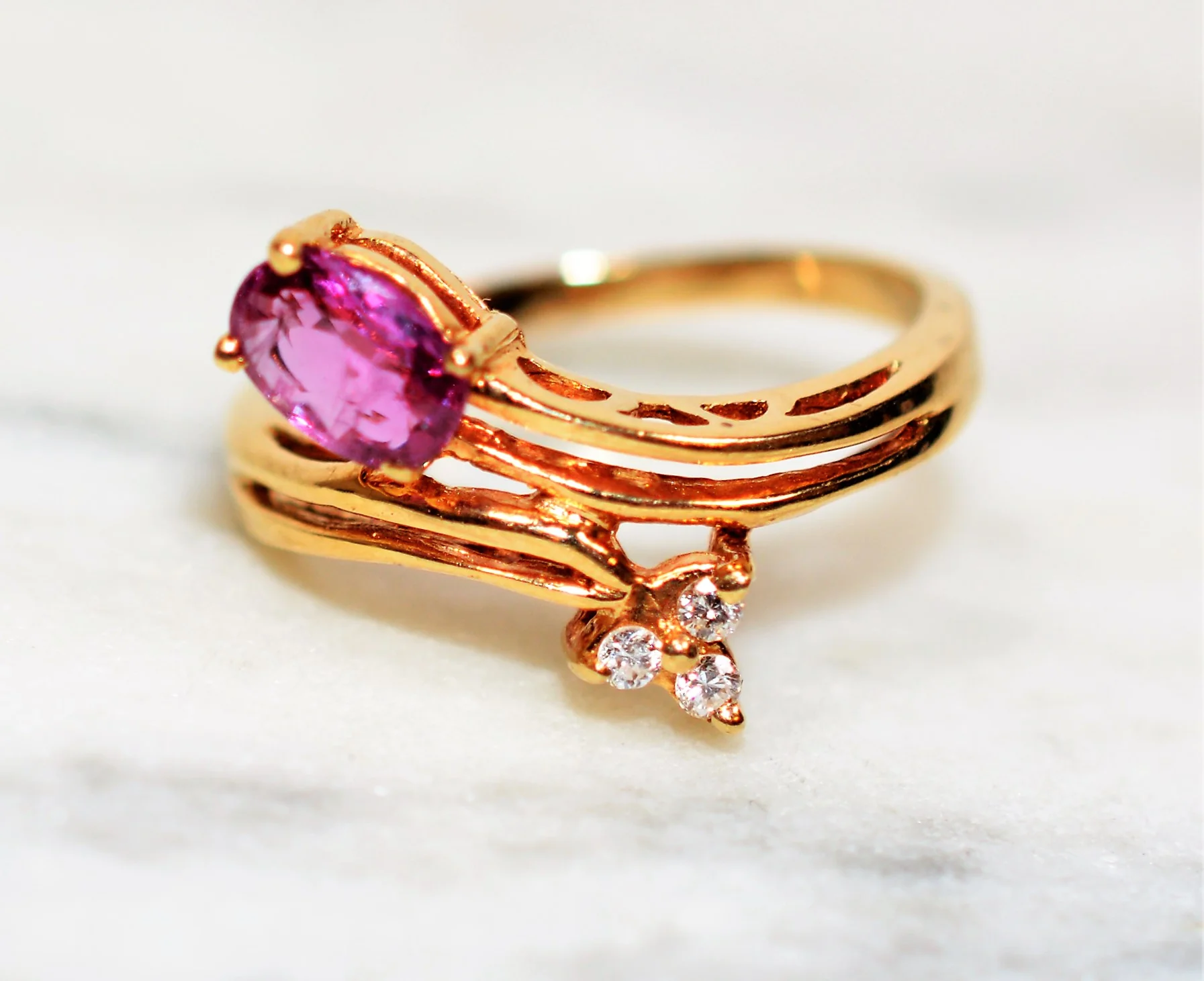 Natural Ruby & Diamond Ring 14K Solid Gold .56tcw Ruby Ring Women’s Ring Cocktail Ring Statement Ring Vintage Jewelry July Birthstone Ring - Image 9