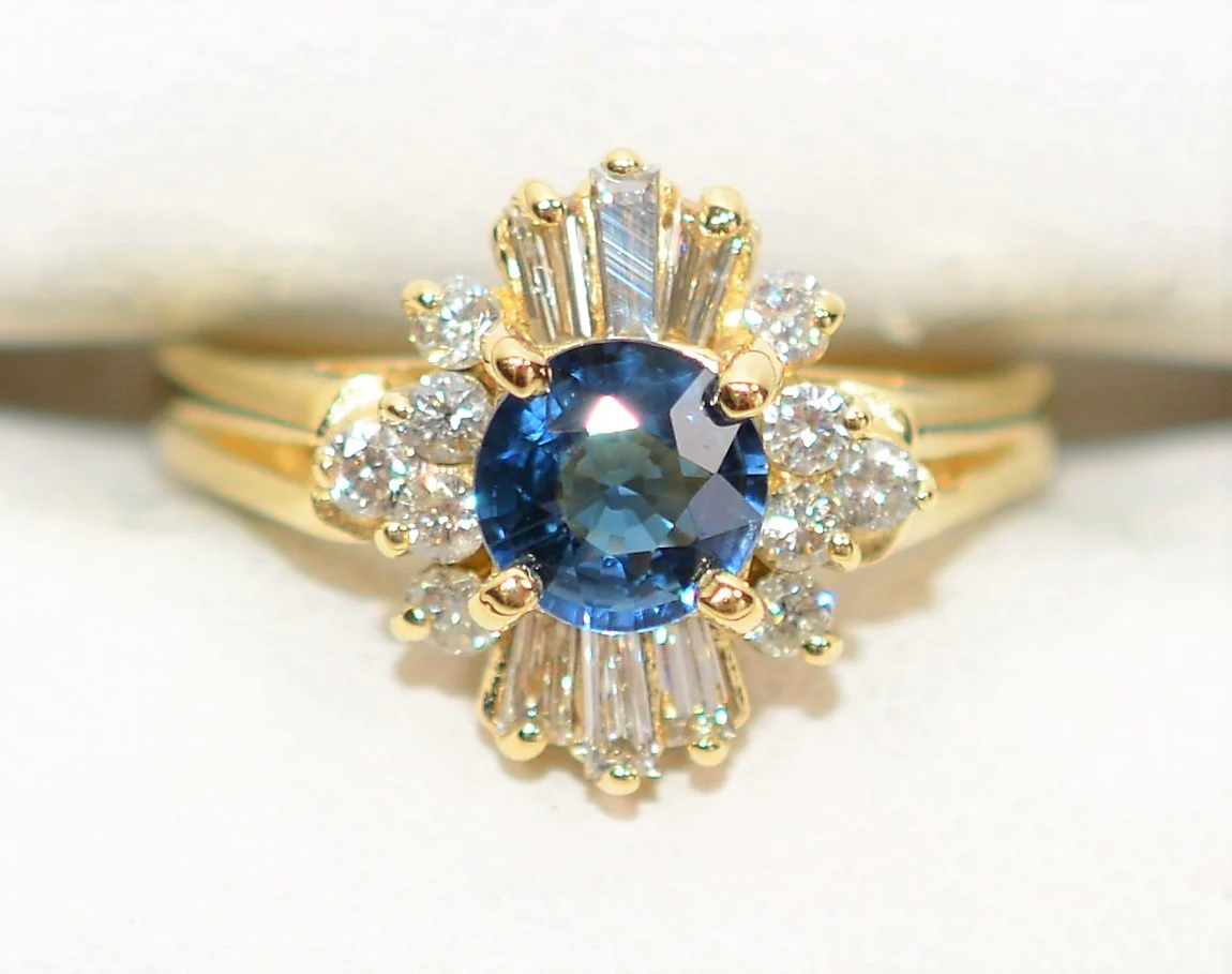 Natural Ceylon Sapphire & Diamond Ring 14K Solid Gold 1.16tcw Sri Lankan Sapphire Ring Gemstone Ring Vintage Ring Cocktail Ring Women’s Ring - Image 5