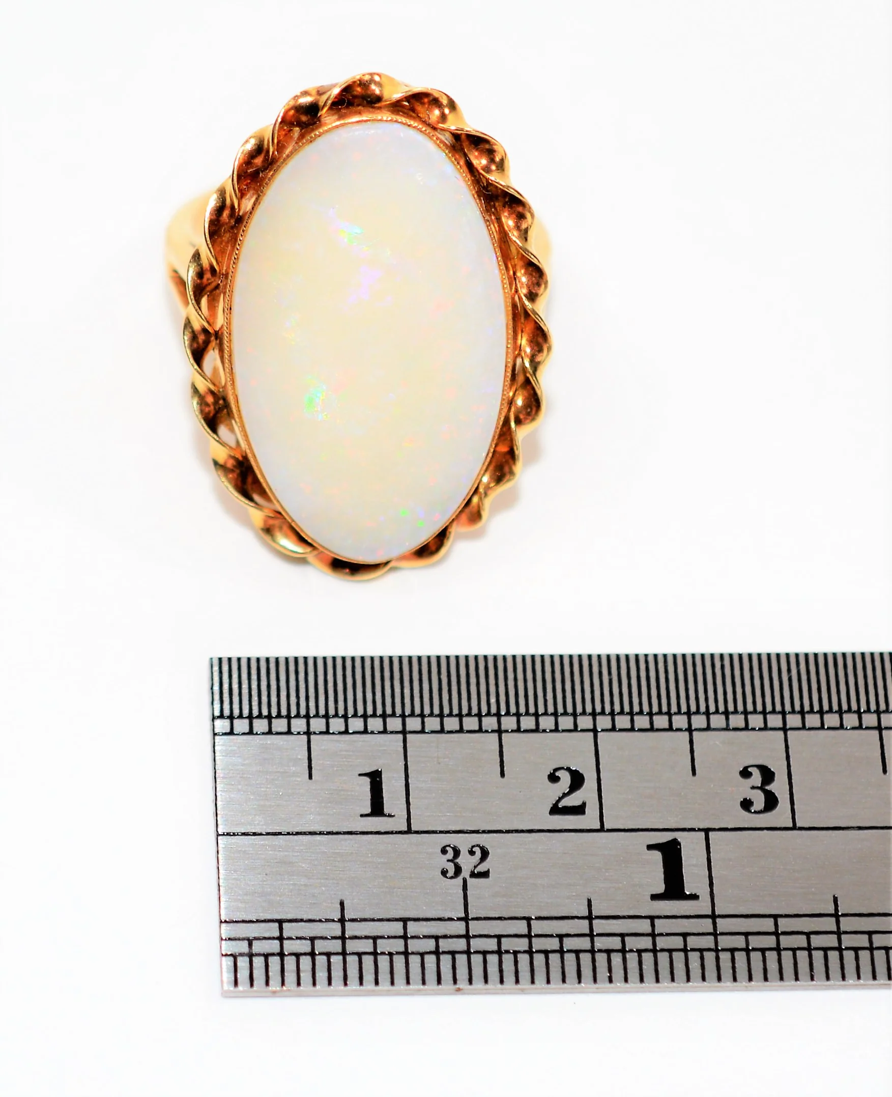 Natural Ethiopian Opal Ring 14K Solid Gold 25mm Precious Opal Ring Solitaire Ring Statement Ring Vintage Ring Cocktail Ring Birthstone Ring - Image 11