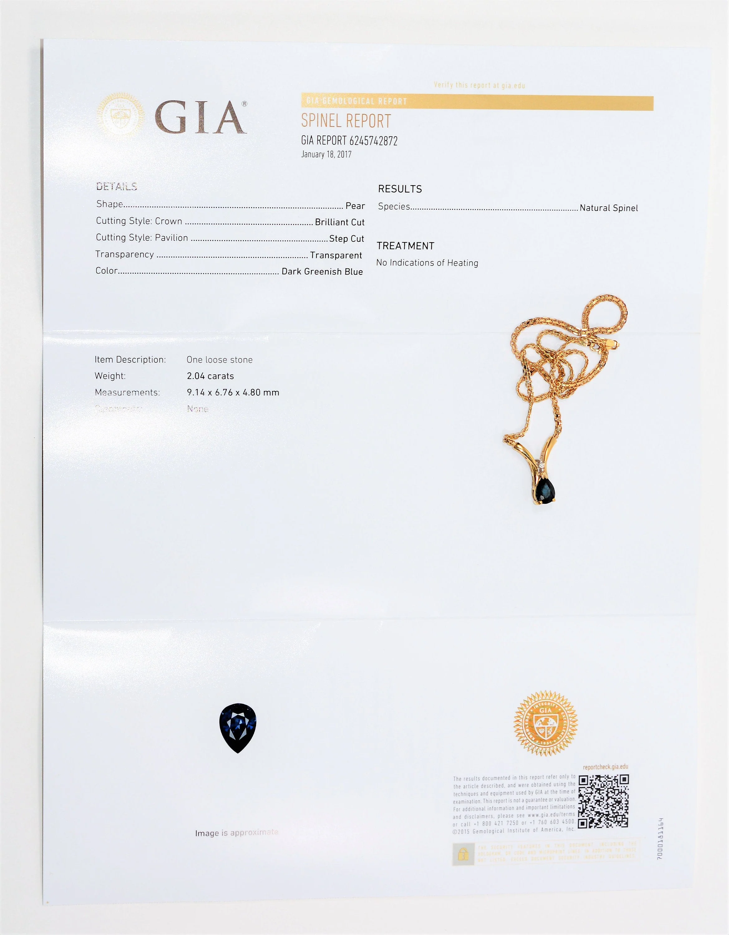 GIA Certified Natural Spinel & Diamond Necklace 14K Solid Gold 2.06tcw Statement Necklace Pendant Necklace Gemstone Necklace Women's Necklace - Image 2