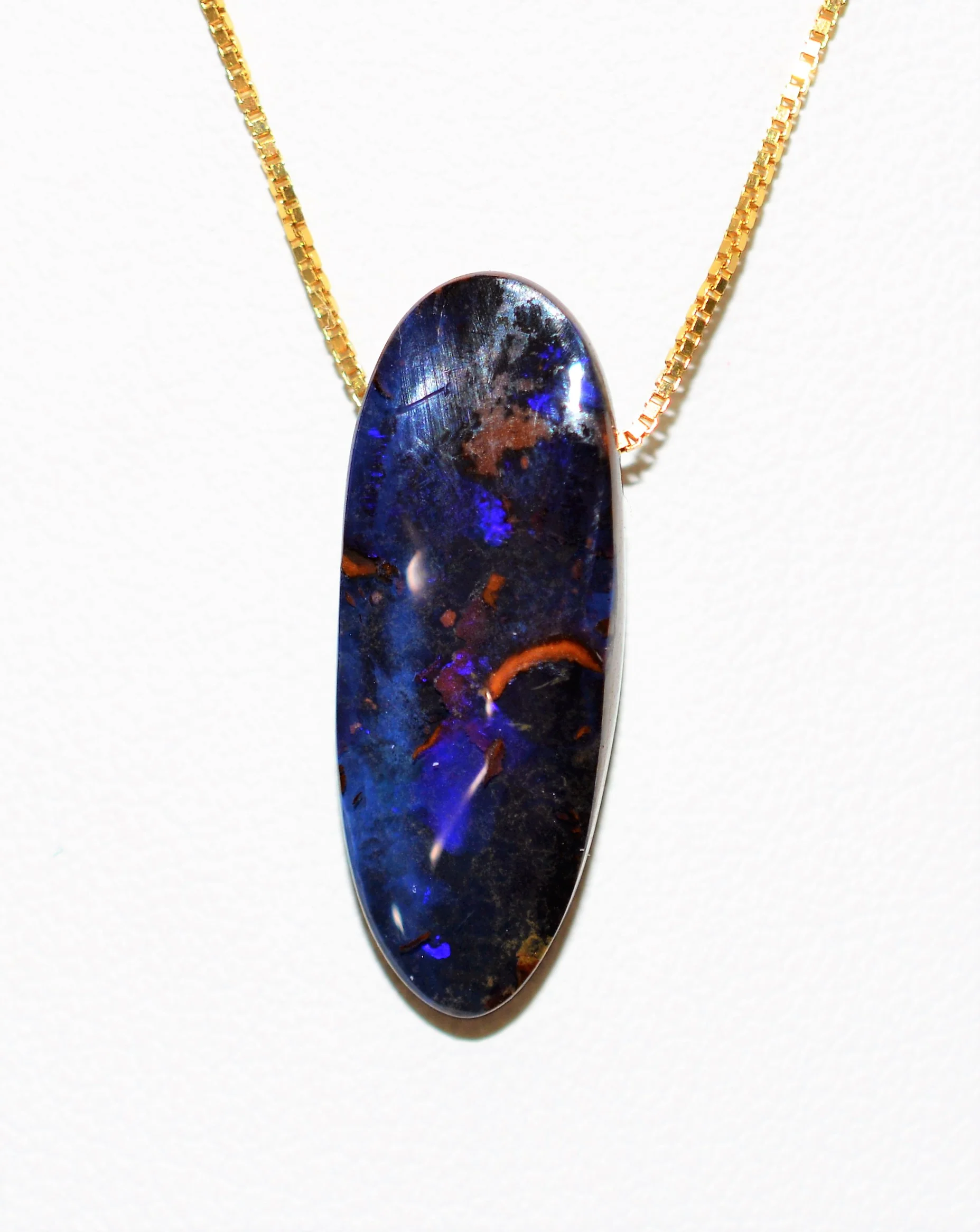 Natural Australian Boulder Opal Necklace 14K Solid Gold 15.94ct Pendant Necklace October Birthstone Necklace Crystal Necklace Fine Necklace - Image 2