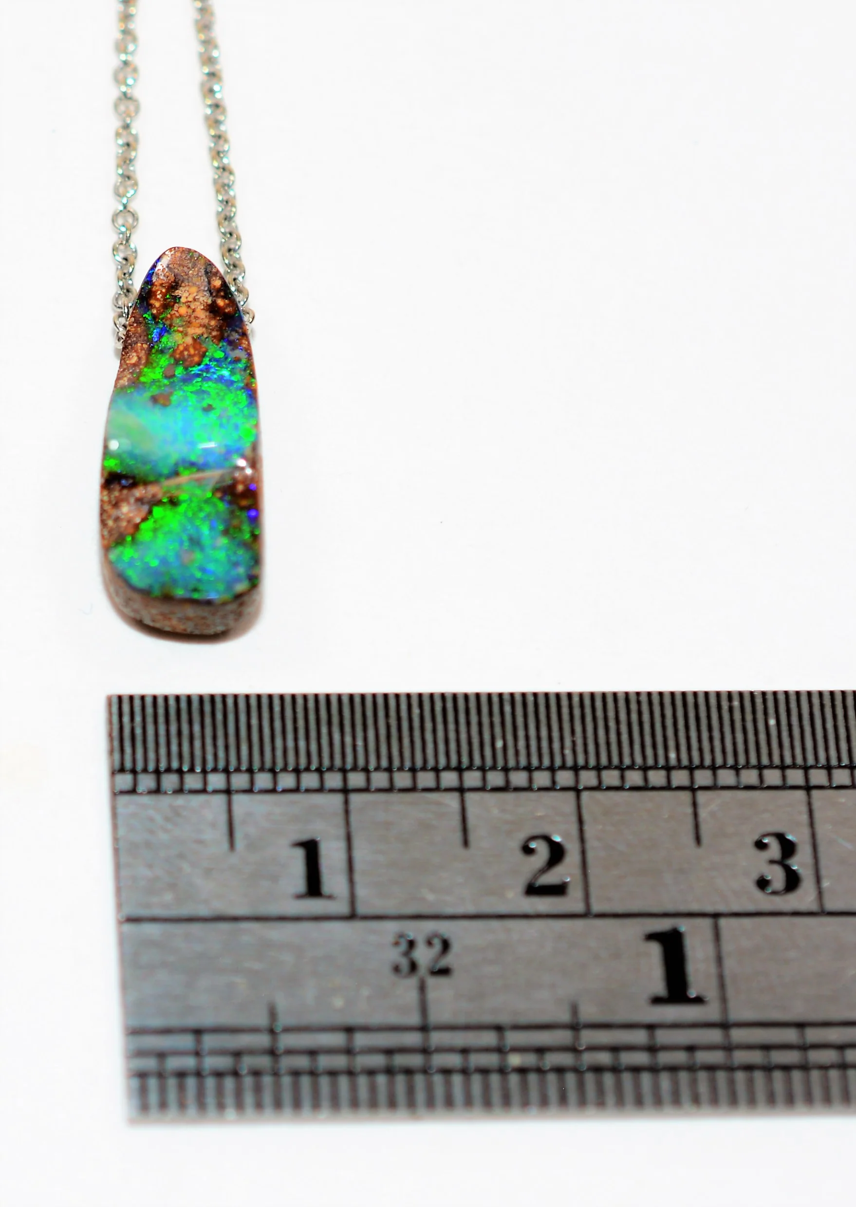 Natural Australian Boulder Opal Necklace 14K Solid White Gold 7.02ct Pendant Necklace Gemstone Necklace Statement Necklace Women's Necklace - Image 8