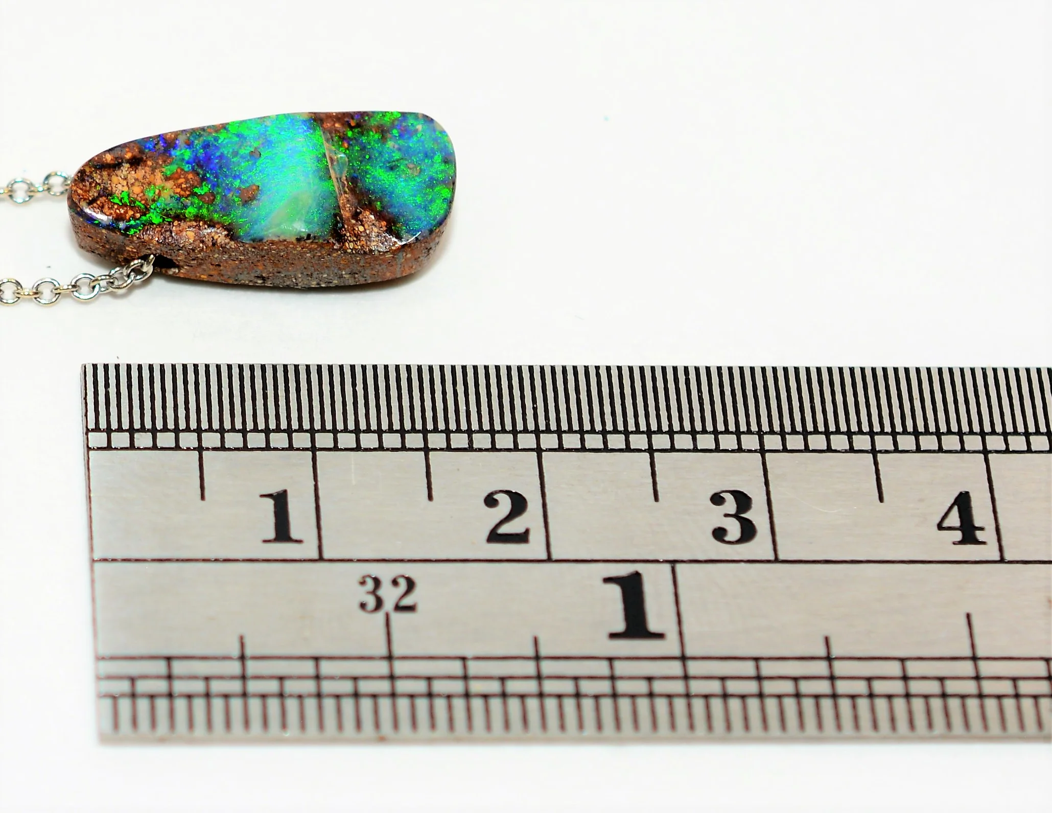 Natural Australian Boulder Opal Necklace 14K Solid White Gold 7.02ct Pendant Necklace Gemstone Necklace Statement Necklace Women's Necklace - Image 9