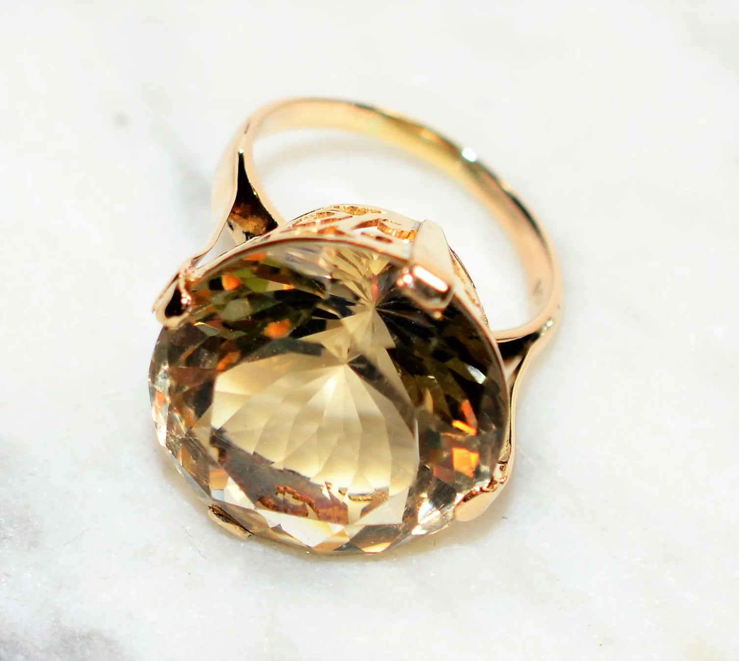 Natural Smoky Quartz Ring 14K Solid Gold 17.13ct Smoky Topaz Ring Solitaire Ring Cocktail Ring Statement Ring Birthstone Ring Women's Ring - Image 8