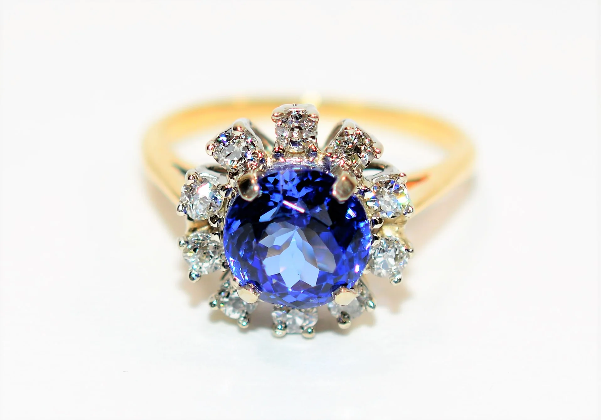 Certified Natural D'Block Tanzanite & Diamond Ring 14K Solid Gold 2.92tcw Engagement Ring Statement Ring Cocktail Ring Womens Ring Jewellery