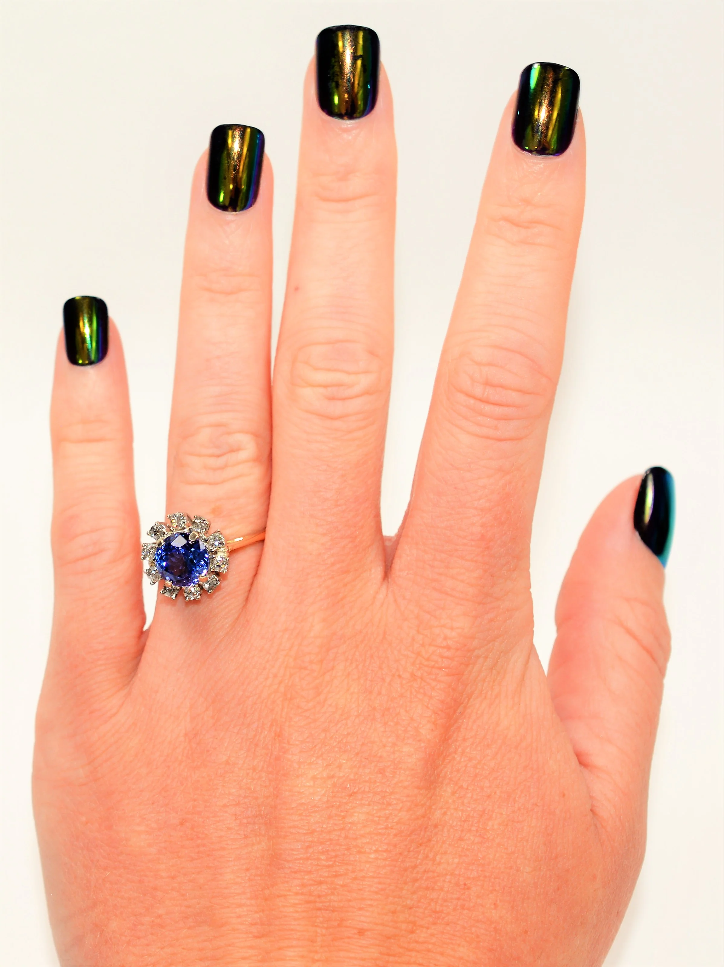 Certified Natural D'Block Tanzanite & Diamond Ring 14K Solid Gold 2.92tcw Engagement Ring Statement Ring Cocktail Ring Womens Ring Jewellery - Image 3