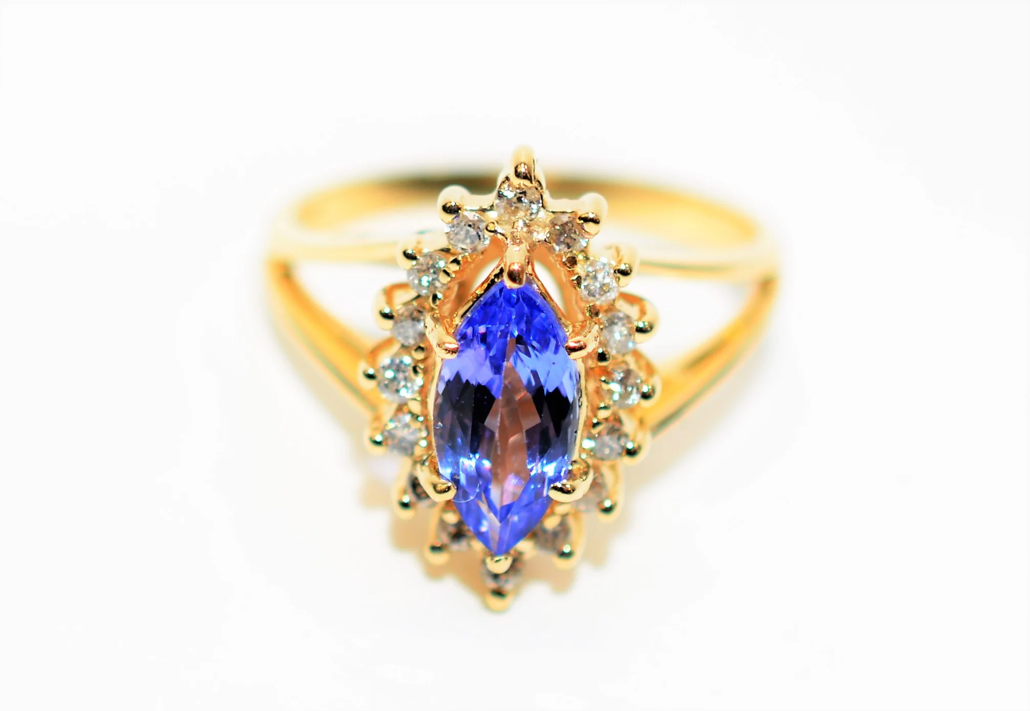 Certified Natural D'Block Tanzanite & Diamond Ring 14K Solid Gold 1.40tcw December Birthstone Ring Statement Ring Gemstone Ring Vintage Ring