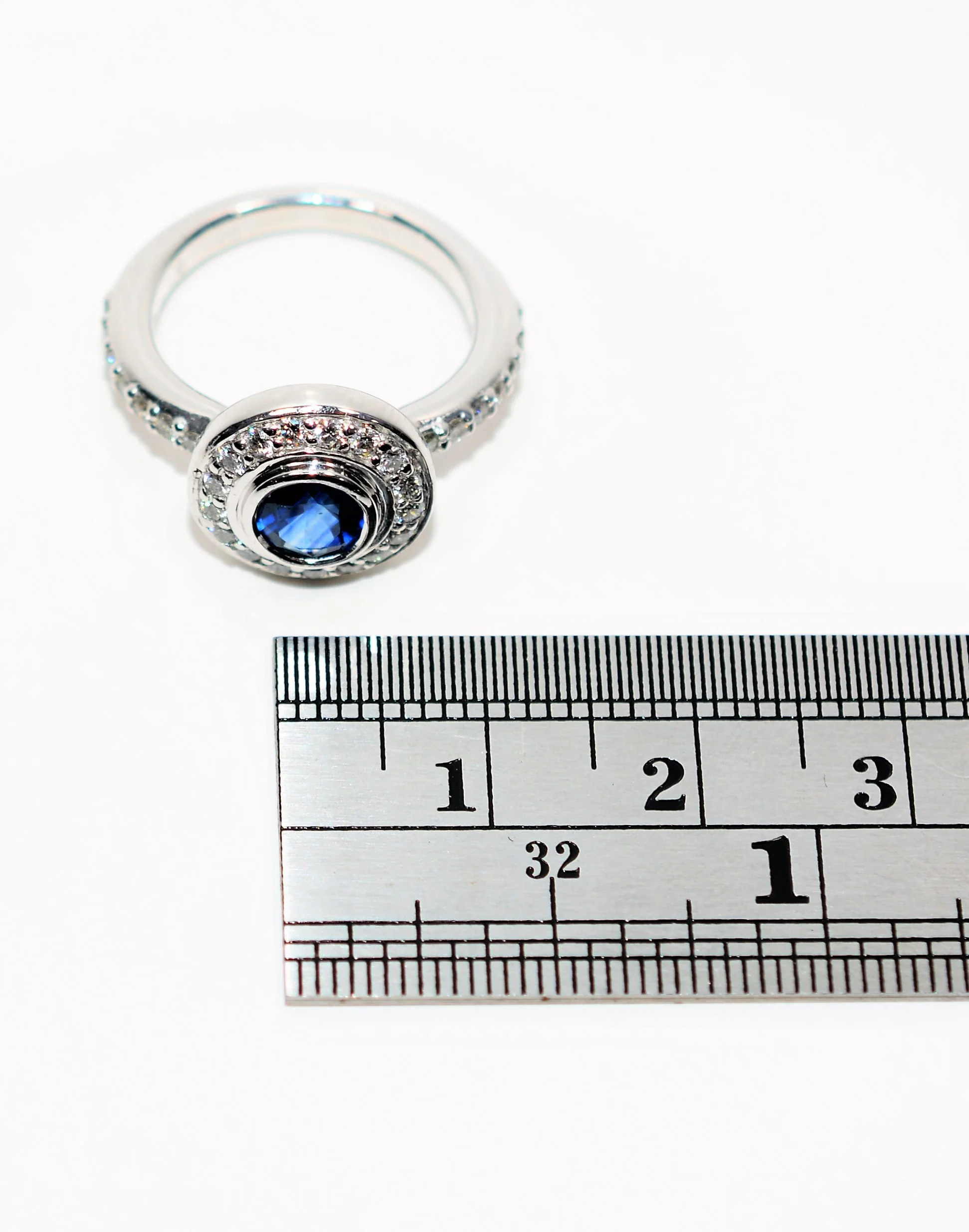 Natural Ceylon Sapphire & Diamond Ring 14K solid White Gold 1.34tcw Sri Lankan Sapphire Ring Engagement Ring Cocktail Ring Diamond Halo Ring - Image 10