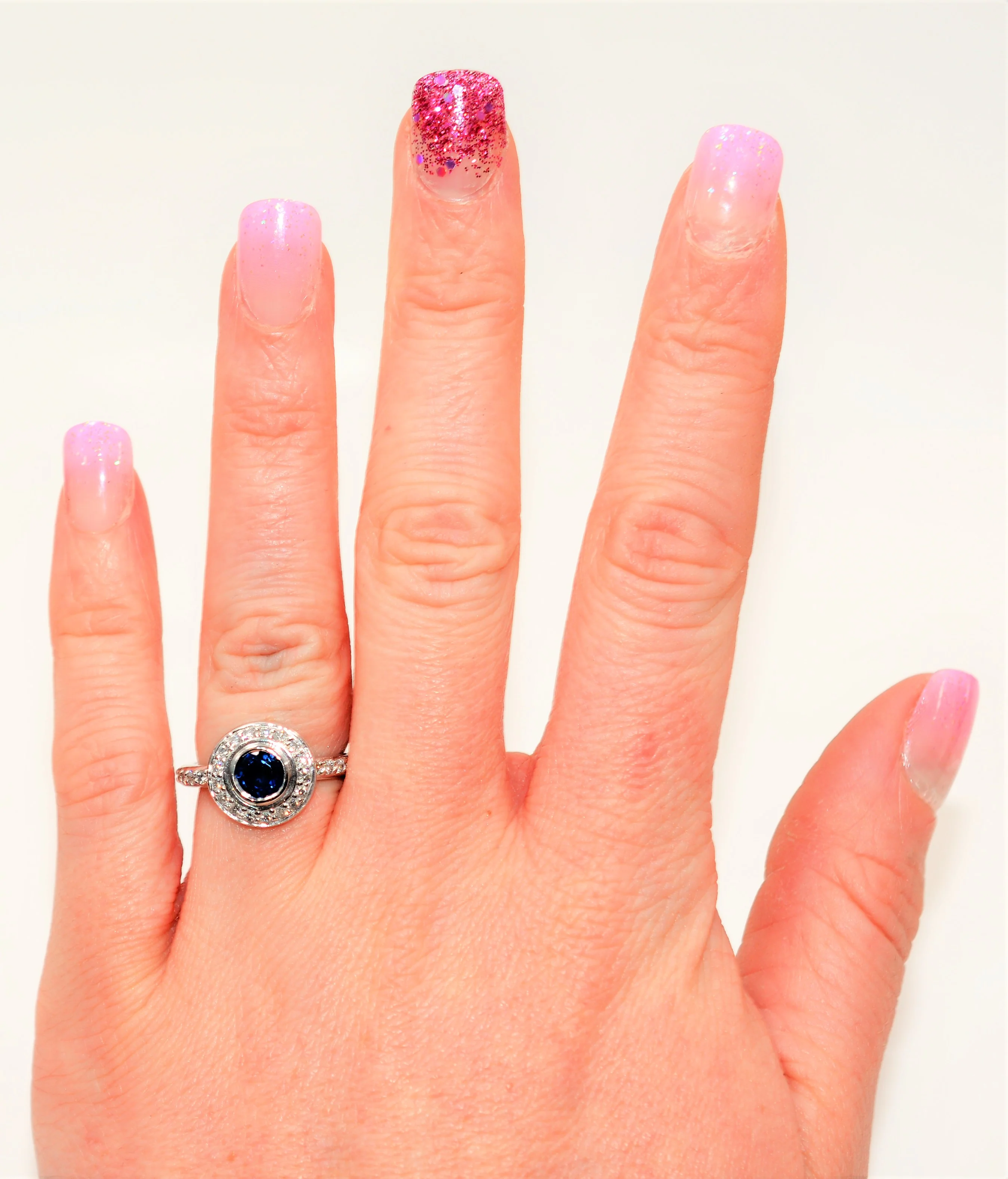 Natural Ceylon Sapphire & Diamond Ring 14K solid White Gold 1.34tcw Sri Lankan Sapphire Ring Engagement Ring Cocktail Ring Diamond Halo Ring - Image 2