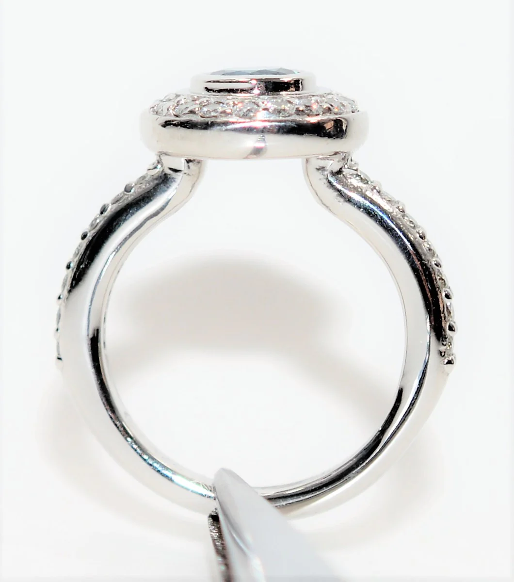 Natural Ceylon Sapphire & Diamond Ring 14K solid White Gold 1.34tcw Sri Lankan Sapphire Ring Engagement Ring Cocktail Ring Diamond Halo Ring - Image 3