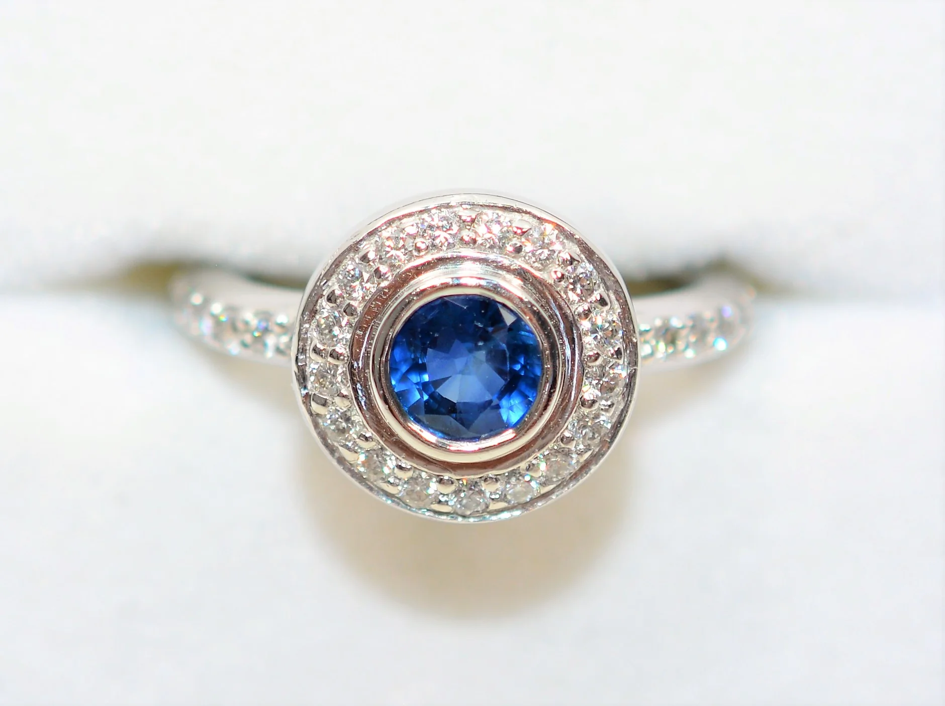 Natural Ceylon Sapphire & Diamond Ring 14K solid White Gold 1.34tcw Sri Lankan Sapphire Ring Engagement Ring Cocktail Ring Diamond Halo Ring - Image 5