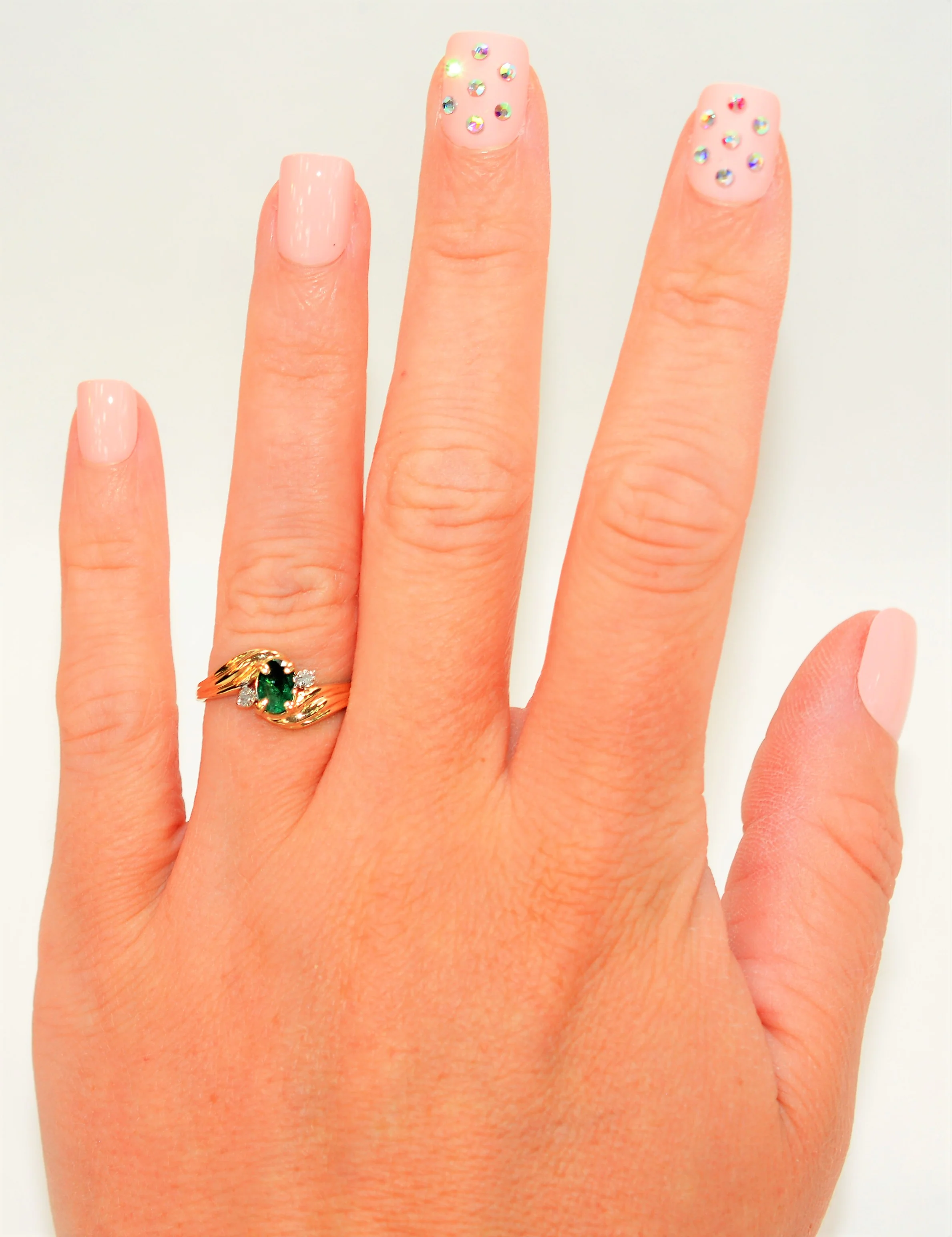 Natural Zambian Emerald & Diamond Ring 10K Solid Gold .37tcw Gemstone Ring May Birthstone Ring Emerald Ring Vintage Ring Womens Ring Jewelry - Image 2