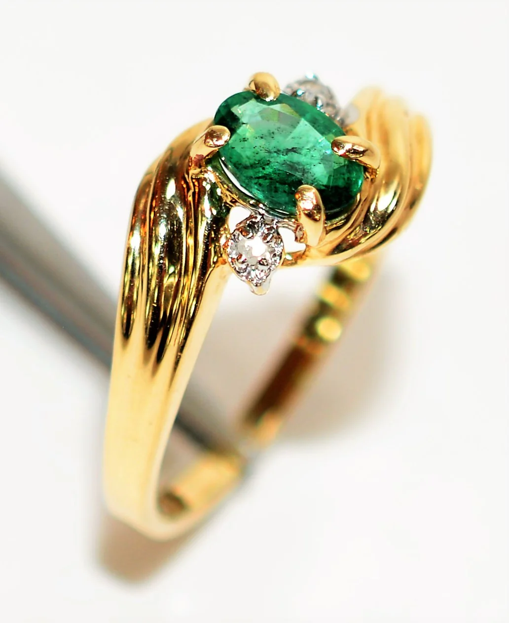 Natural Zambian Emerald & Diamond Ring 10K Solid Gold .37tcw Gemstone Ring May Birthstone Ring Emerald Ring Vintage Ring Womens Ring Jewelry - Image 4