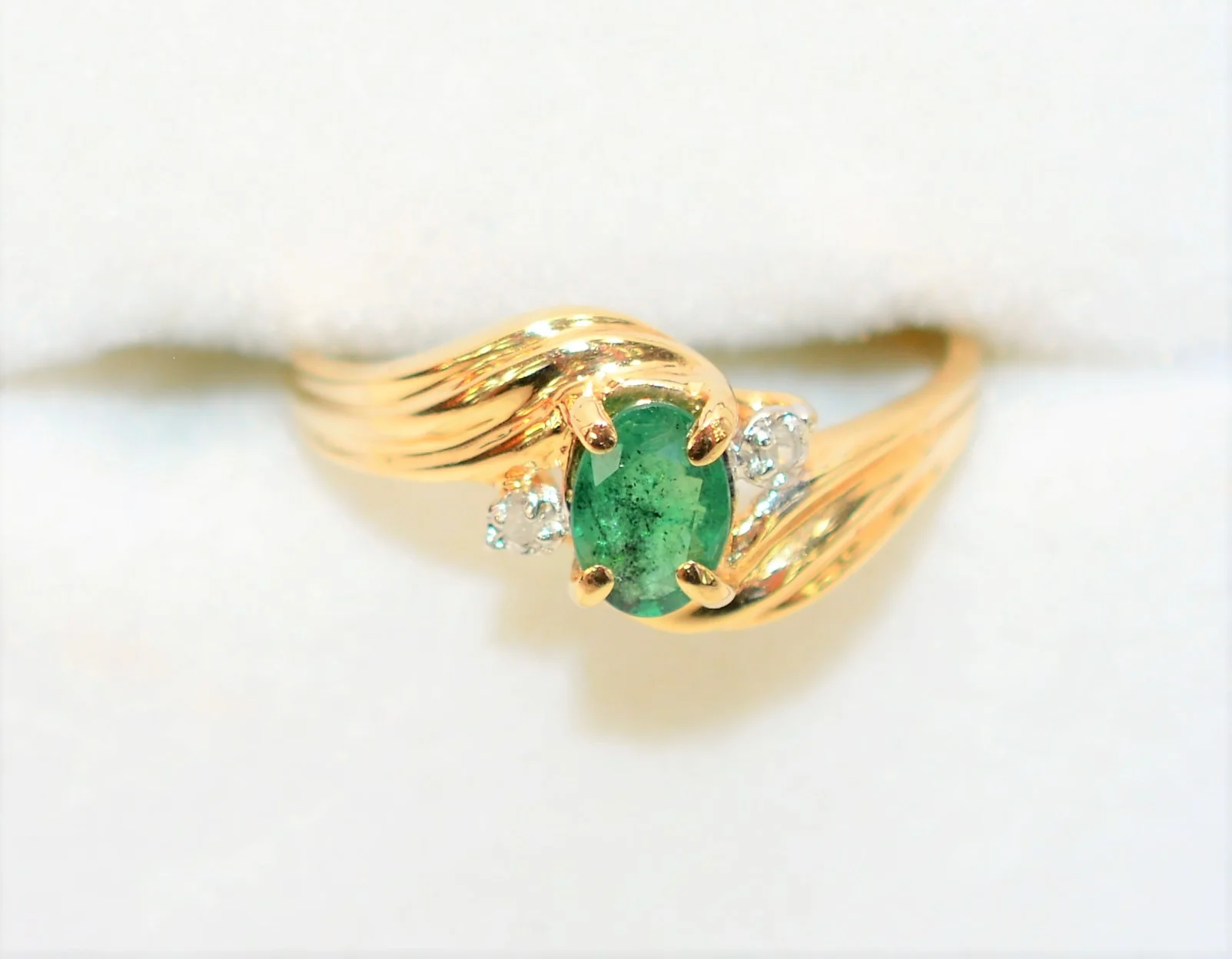 Natural Zambian Emerald & Diamond Ring 10K Solid Gold .37tcw Gemstone Ring May Birthstone Ring Emerald Ring Vintage Ring Womens Ring Jewelry - Image 5