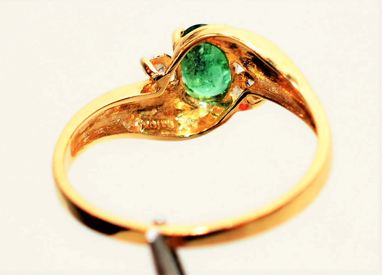 Natural Zambian Emerald & Diamond Ring 10K Solid Gold .37tcw Gemstone Ring May Birthstone Ring Emerald Ring Vintage Ring Womens Ring Jewelry - Image 7