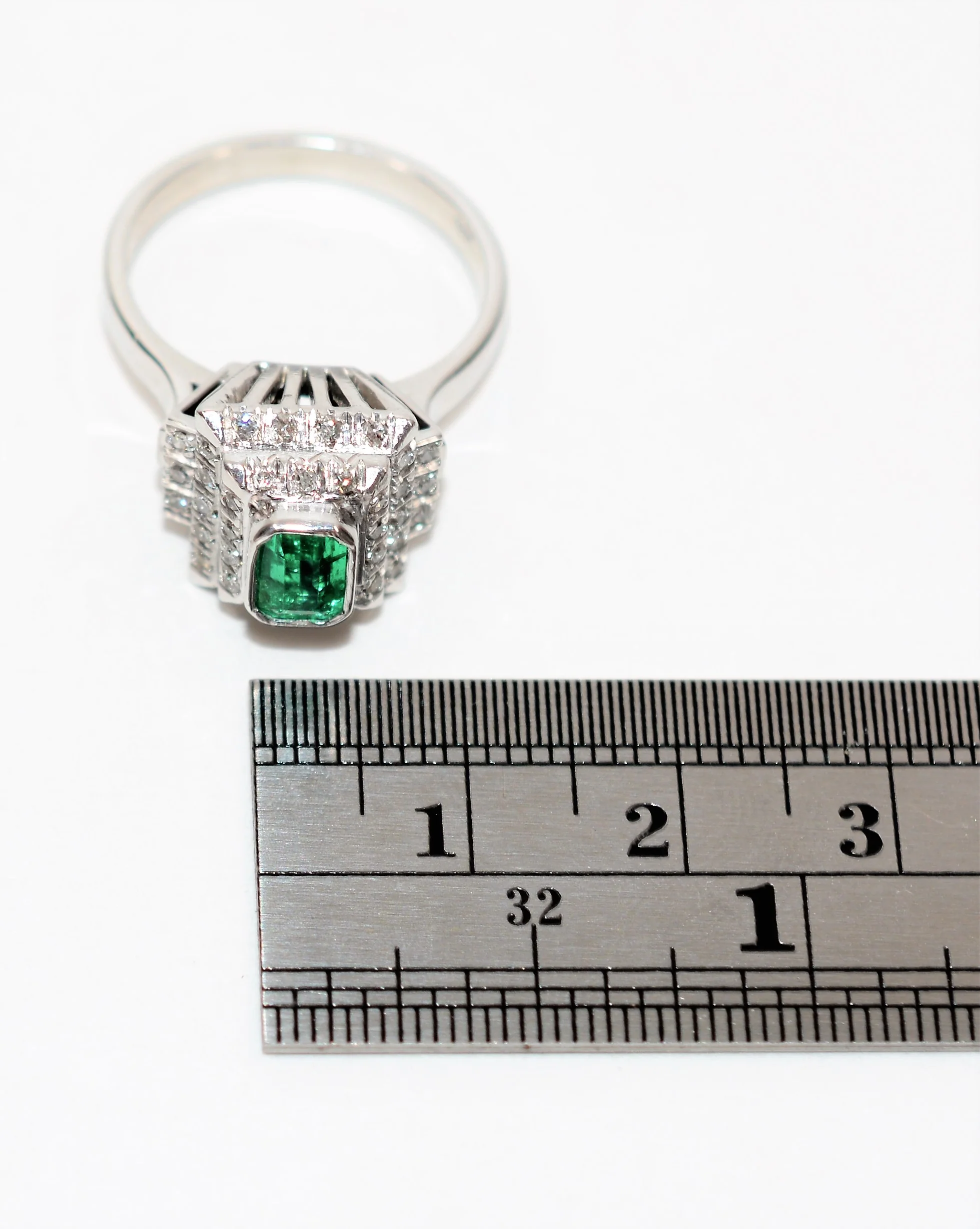 Natural Colombian Emerald & Diamond Ring 18K White Gold 1.23tcw Statement Ring Cocktail Ring May Birthstone Ring Fine Jewelry Women's Ring - Image 11