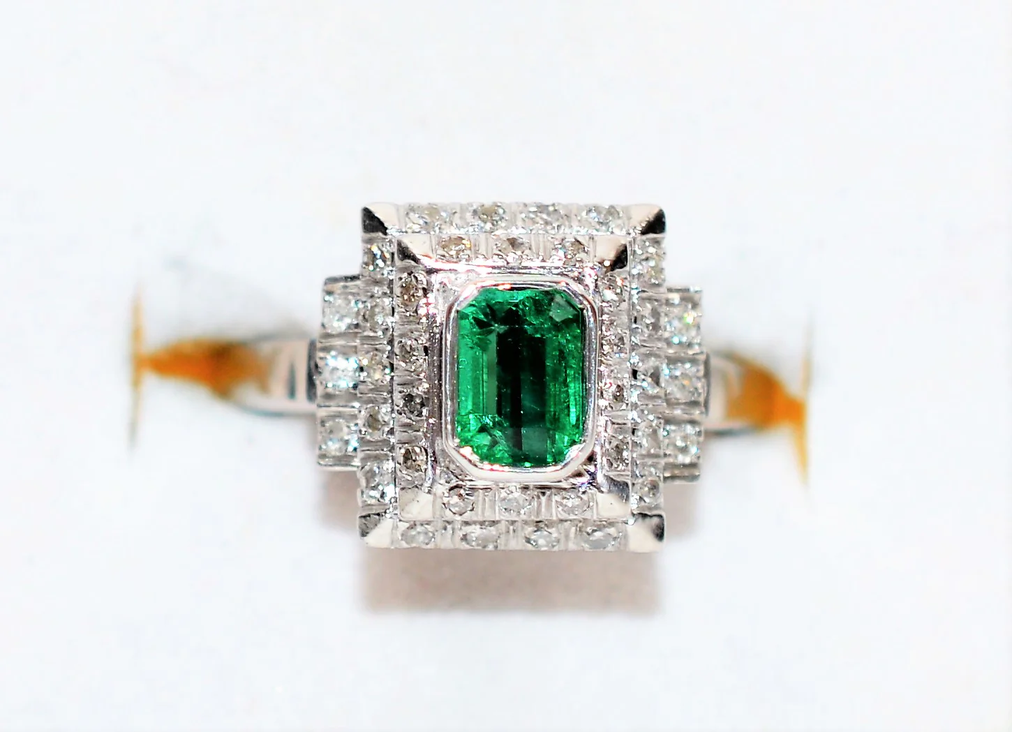 Natural Colombian Emerald & Diamond Ring 18K White Gold 1.23tcw Statement Ring Cocktail Ring May Birthstone Ring Fine Jewelry Women's Ring - Image 5