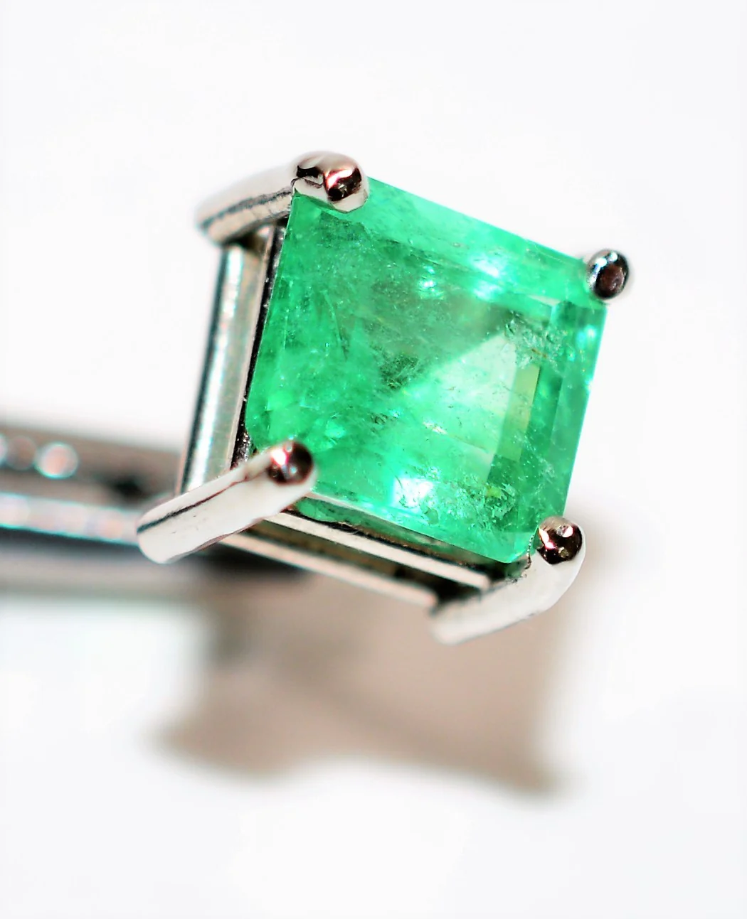 Natural Colombian Emerald Earrings 14K Solid White Gold 2.18tcw Solitaire Earrings Stud Earrings Green Earrings Birthstone Fine Womens Earrings - Image 2