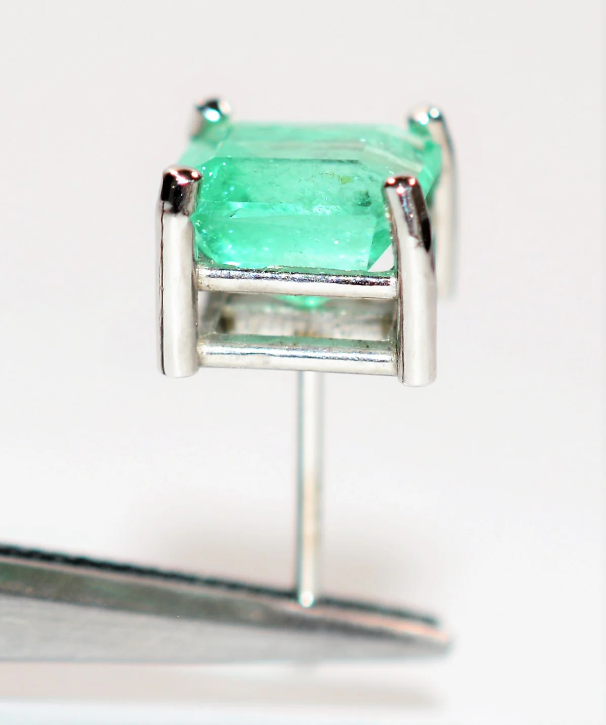 Natural Colombian Emerald Earrings 14K Solid White Gold 2.18tcw Solitaire Earrings Stud Earrings Green Earrings Birthstone Fine Womens Earrings - Image 3