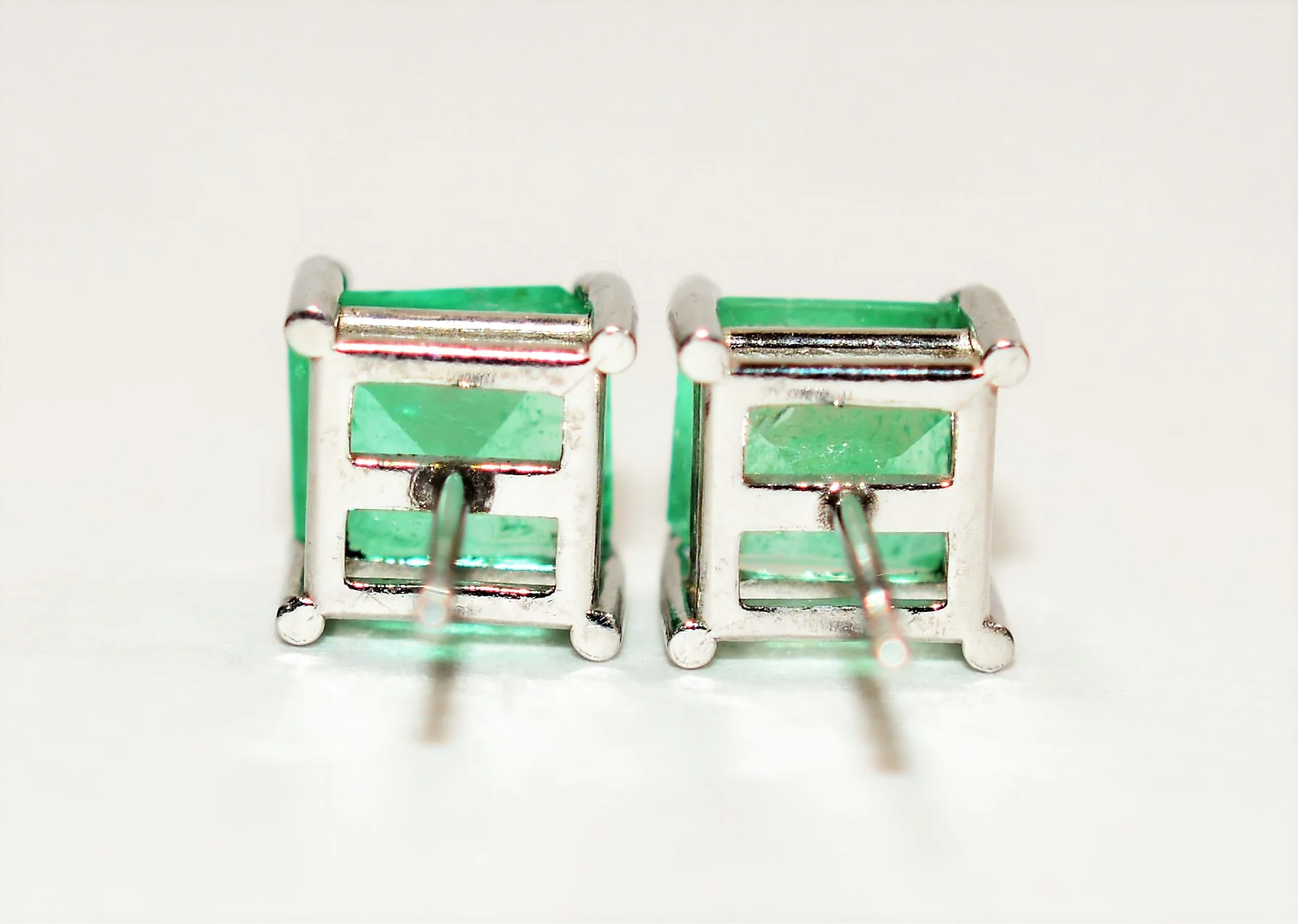 Natural Colombian Emerald Earrings 14K Solid White Gold 2.18tcw Solitaire Earrings Stud Earrings Green Earrings Birthstone Fine Womens Earrings - Image 5