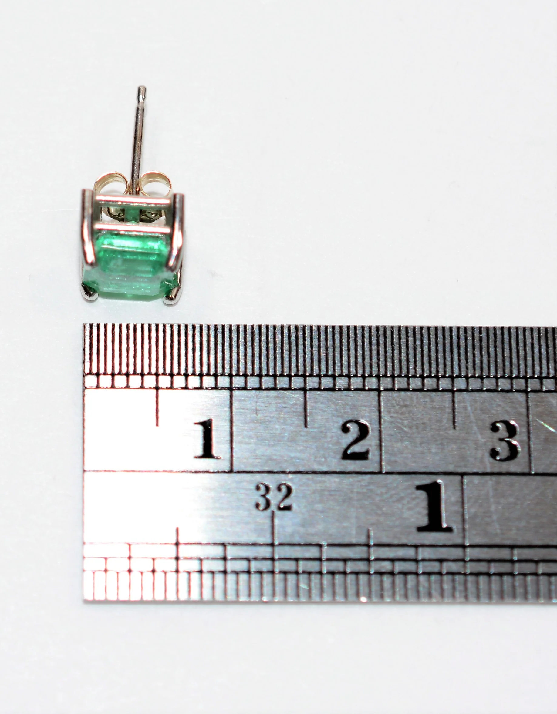 Natural Colombian Emerald Earrings 14K Solid White Gold 2.18tcw Solitaire Earrings Stud Earrings Green Earrings Birthstone Fine Womens Earrings - Image 7